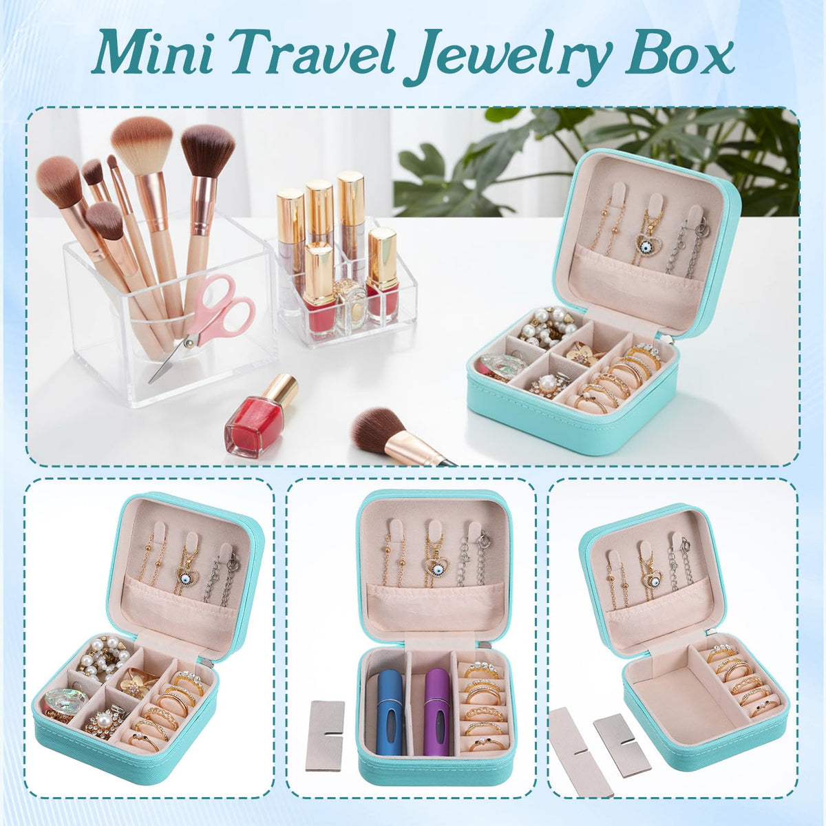 12 Pack Small Jewelry Boxes for Travel Blue PU Leather Mini - xozeooeu Official Imagery - 7