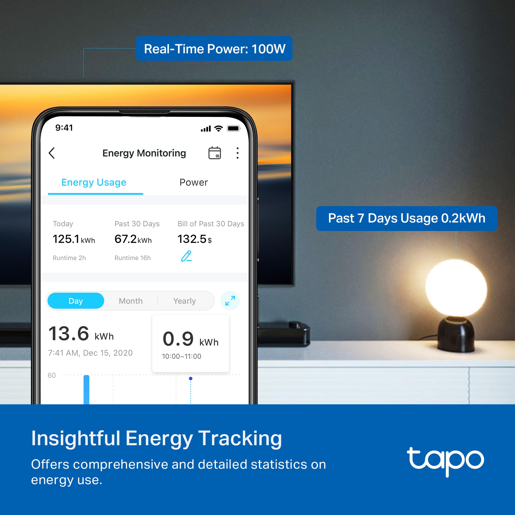 Tapo Smart Plug Wi-Fi, Energy Monitoring, P115 , 15A - Tapo Official Product View 2