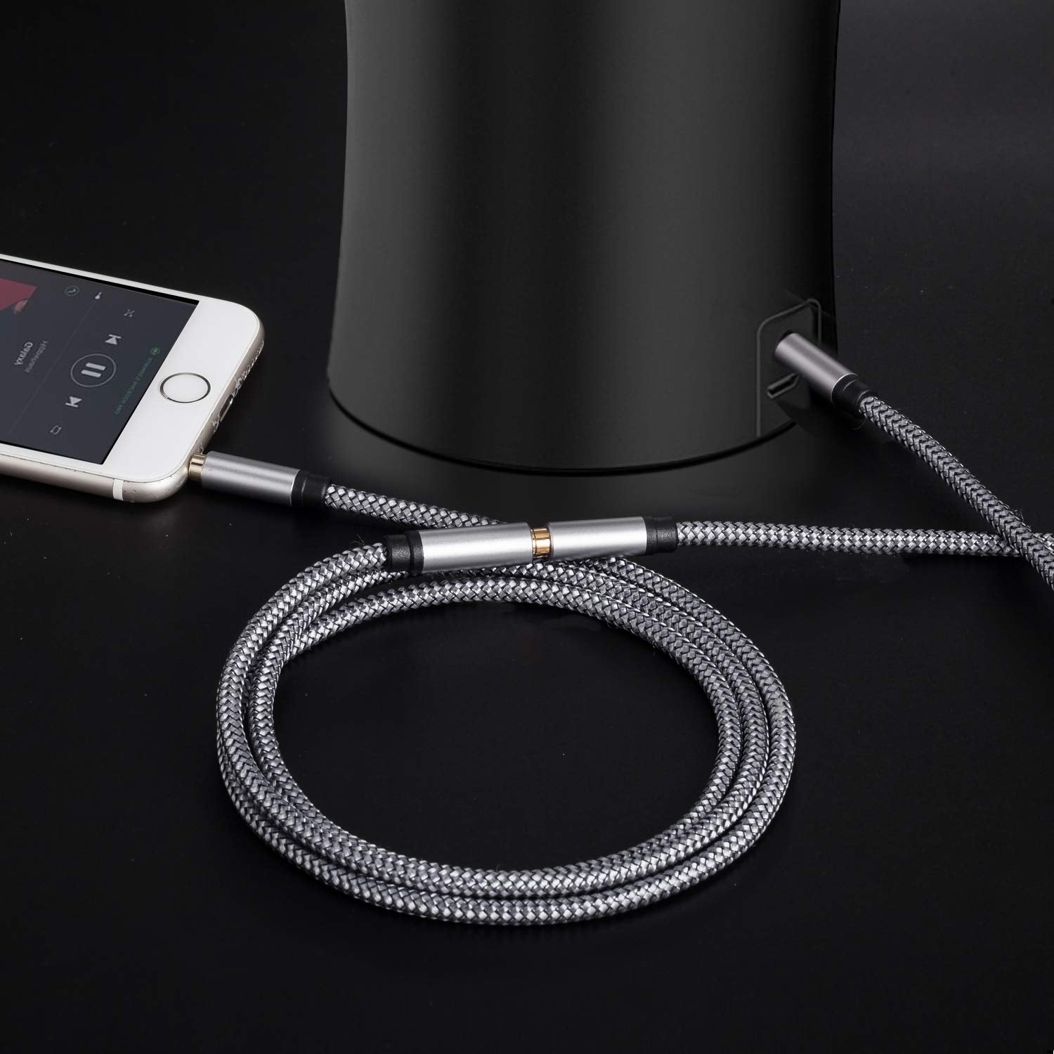 Tan QY 3.5mm Audio Extension Cable 1ft, Male to Female for Headph by Tan QY - Angle View 6