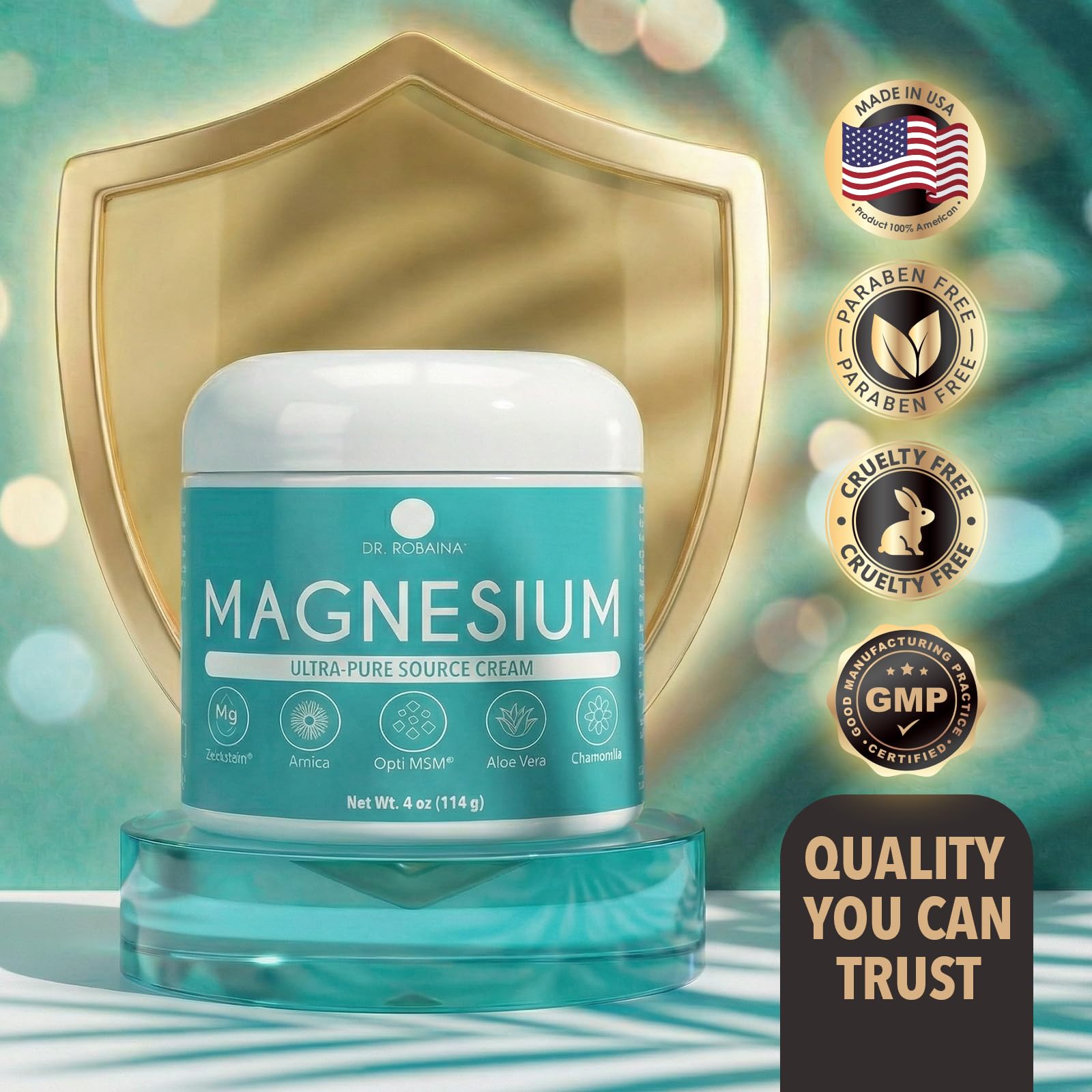 Dr. Robaina Magnesium Cream – Zechstein Magnesium Chloride with Arnica & OptiMSM for Post-Workout Muscle Comfort & Daily Wellness, 4 oz