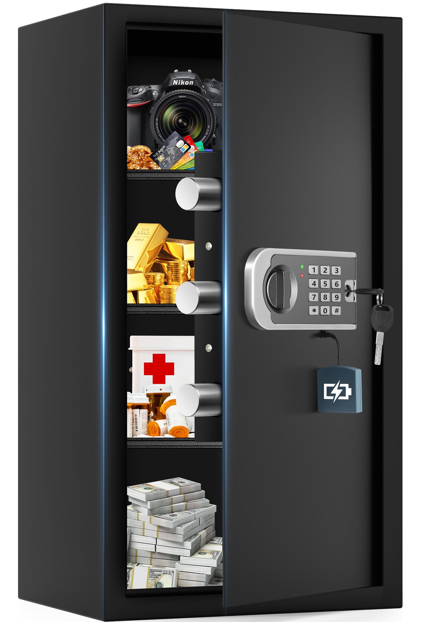 FOWORE 27.56"H Steel Safe Box, 6.0 Cuft Home Safes with Fireproof - FOWORE Official Product View 1