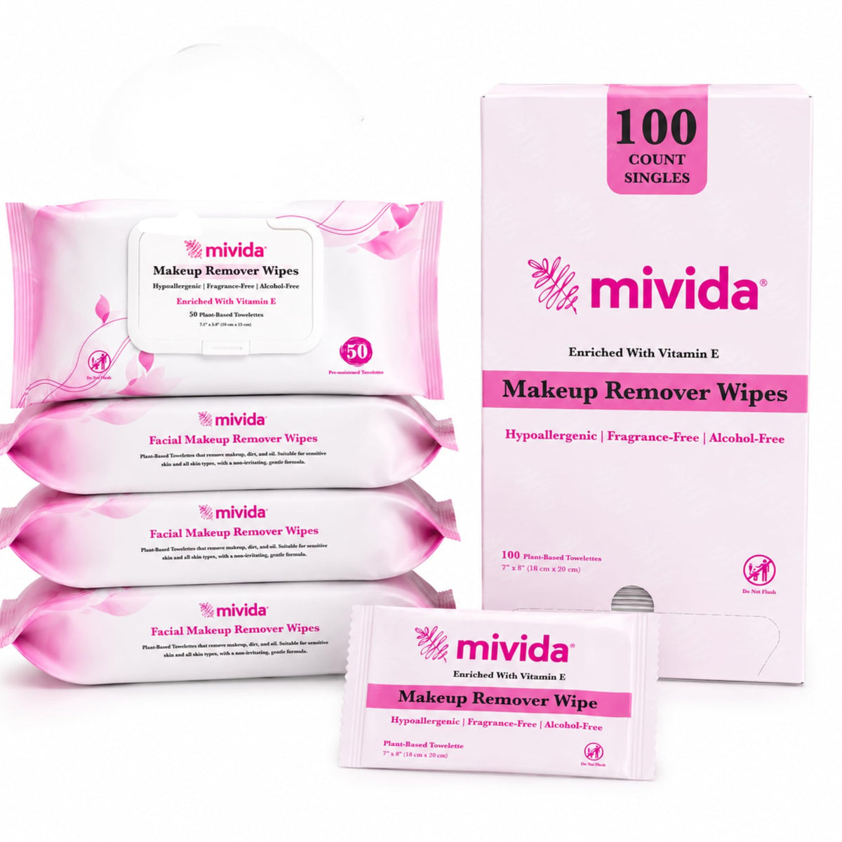 Hypoallergenic Makeup Remover Wipes Bulk Bundle - mivida Official Imagery - 2