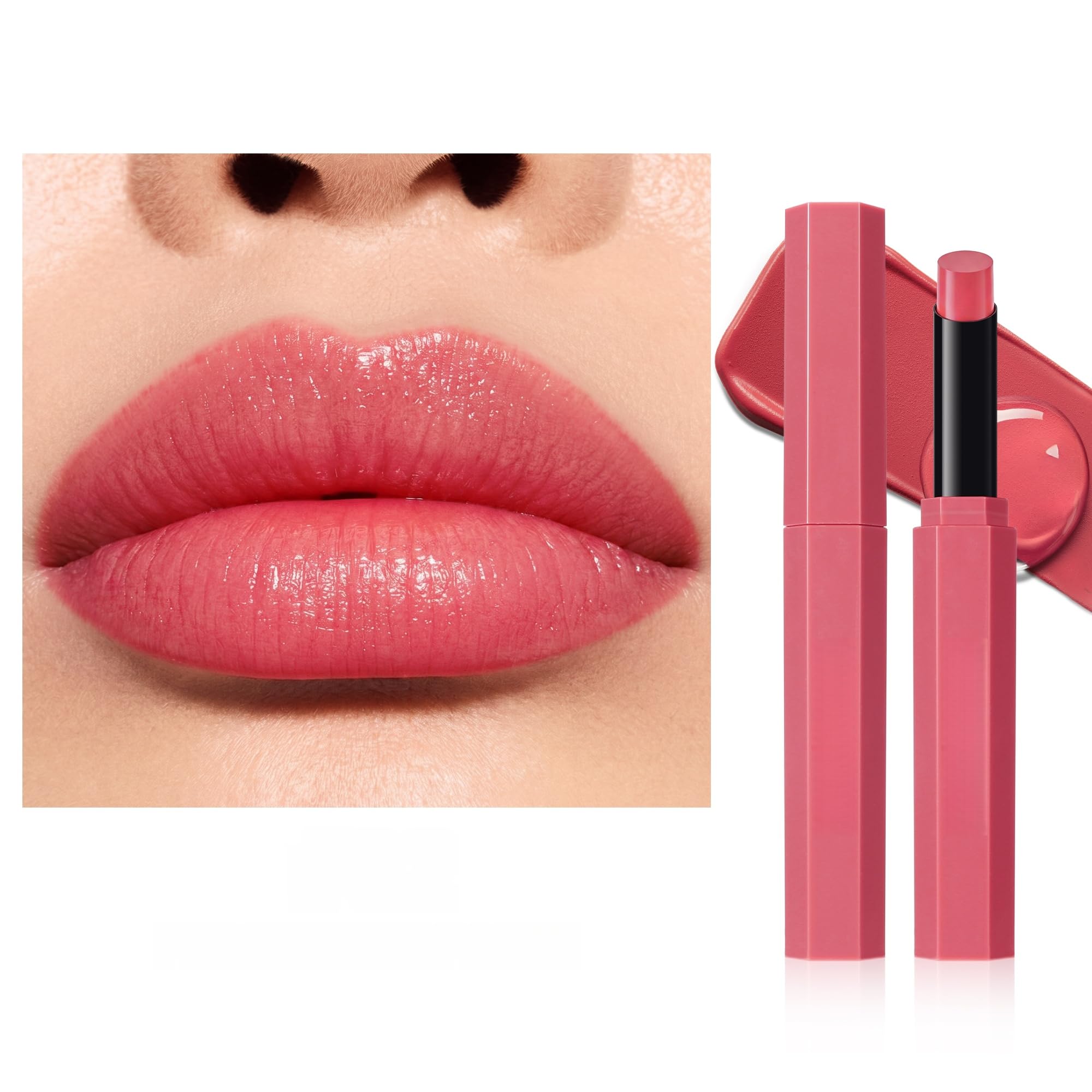 SAUBZEAN lipstick makeup in a glossy satin lip color for women, showcasing a smooth, vibrant lip finish.