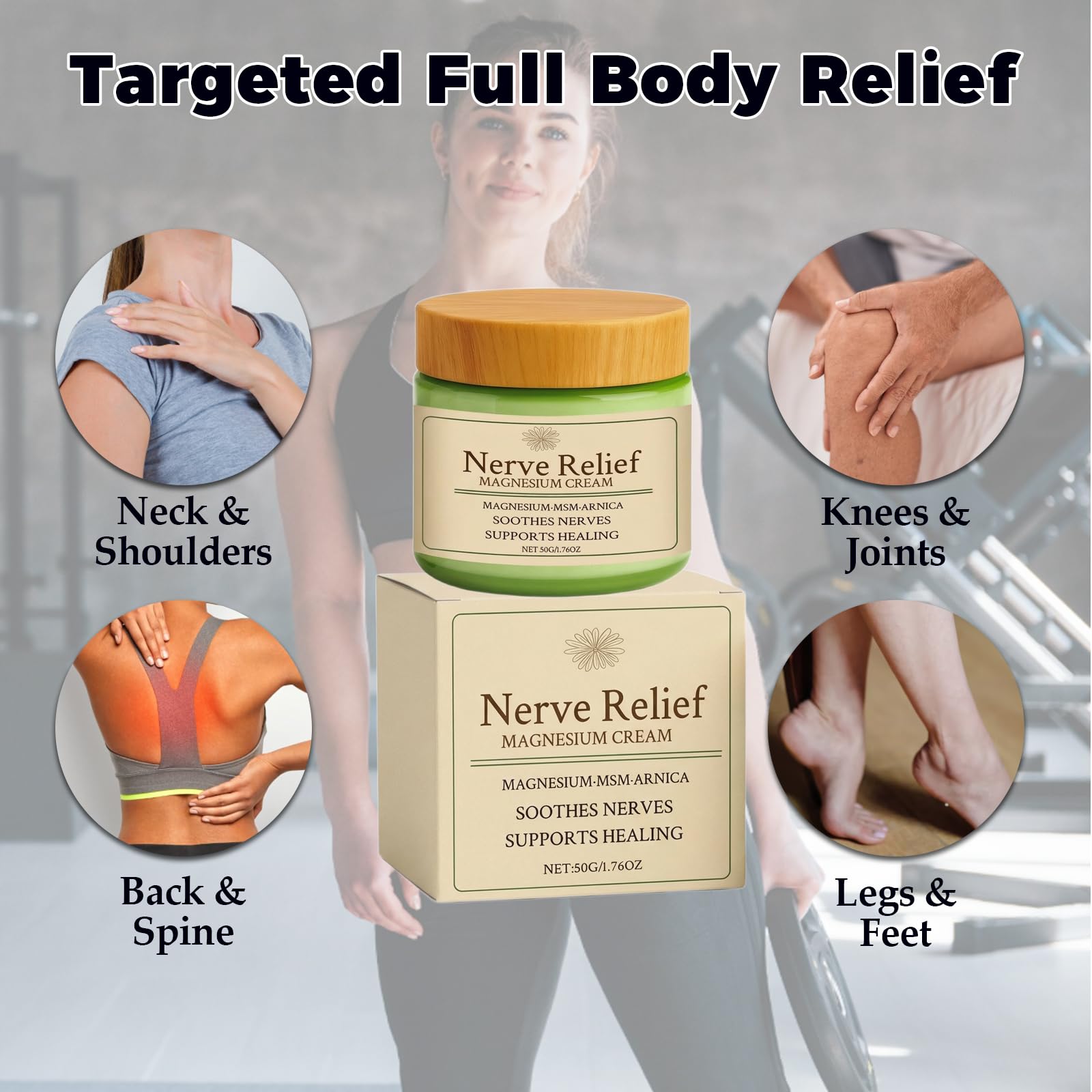 K-Gor Total Relief Magnesium Cream for muscles and nerves, skin moisturizer, 2-pack, soothing topical relief for pain and tension.