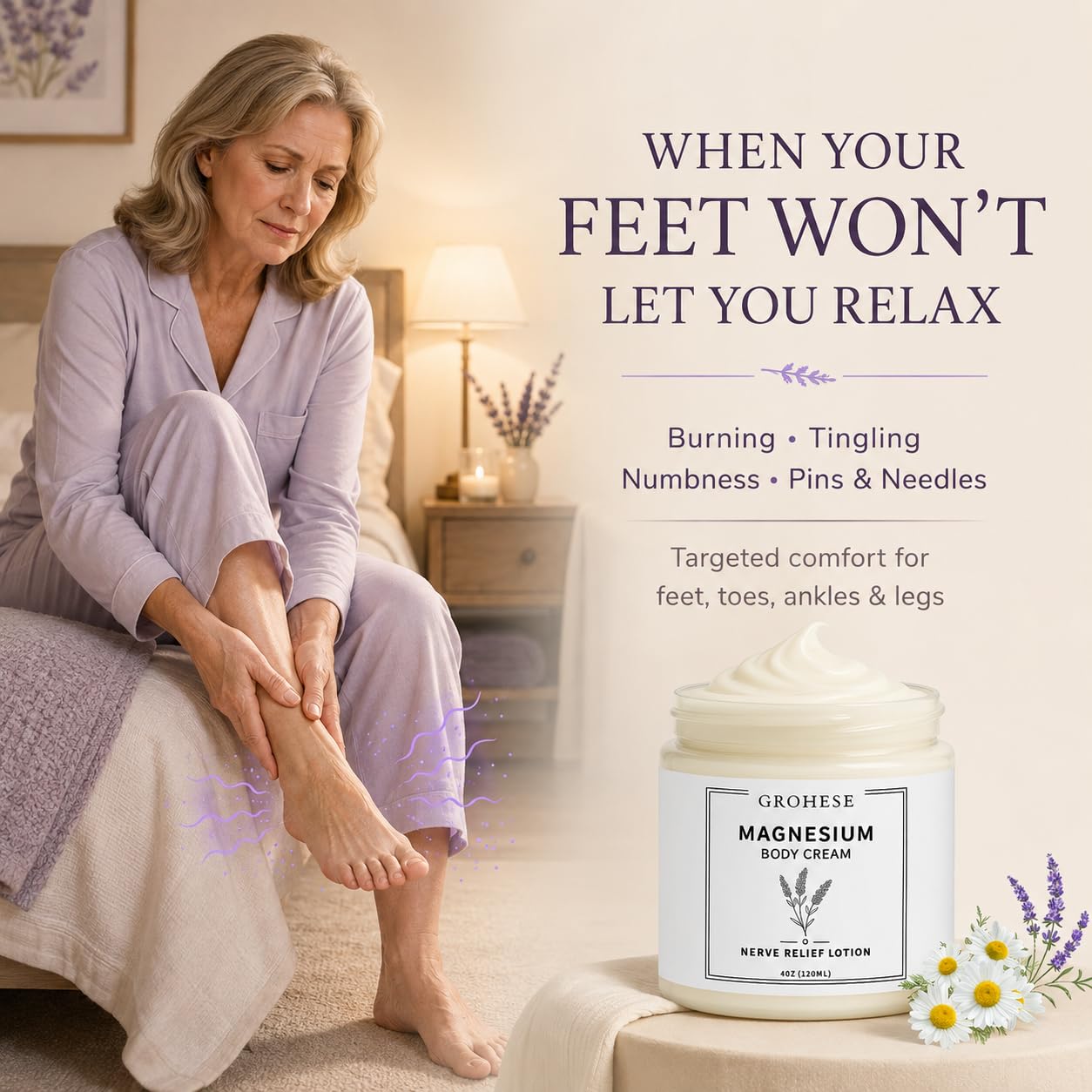 GROHESE Neuropathy Cream – Magnesium Nerve Relief Lotion