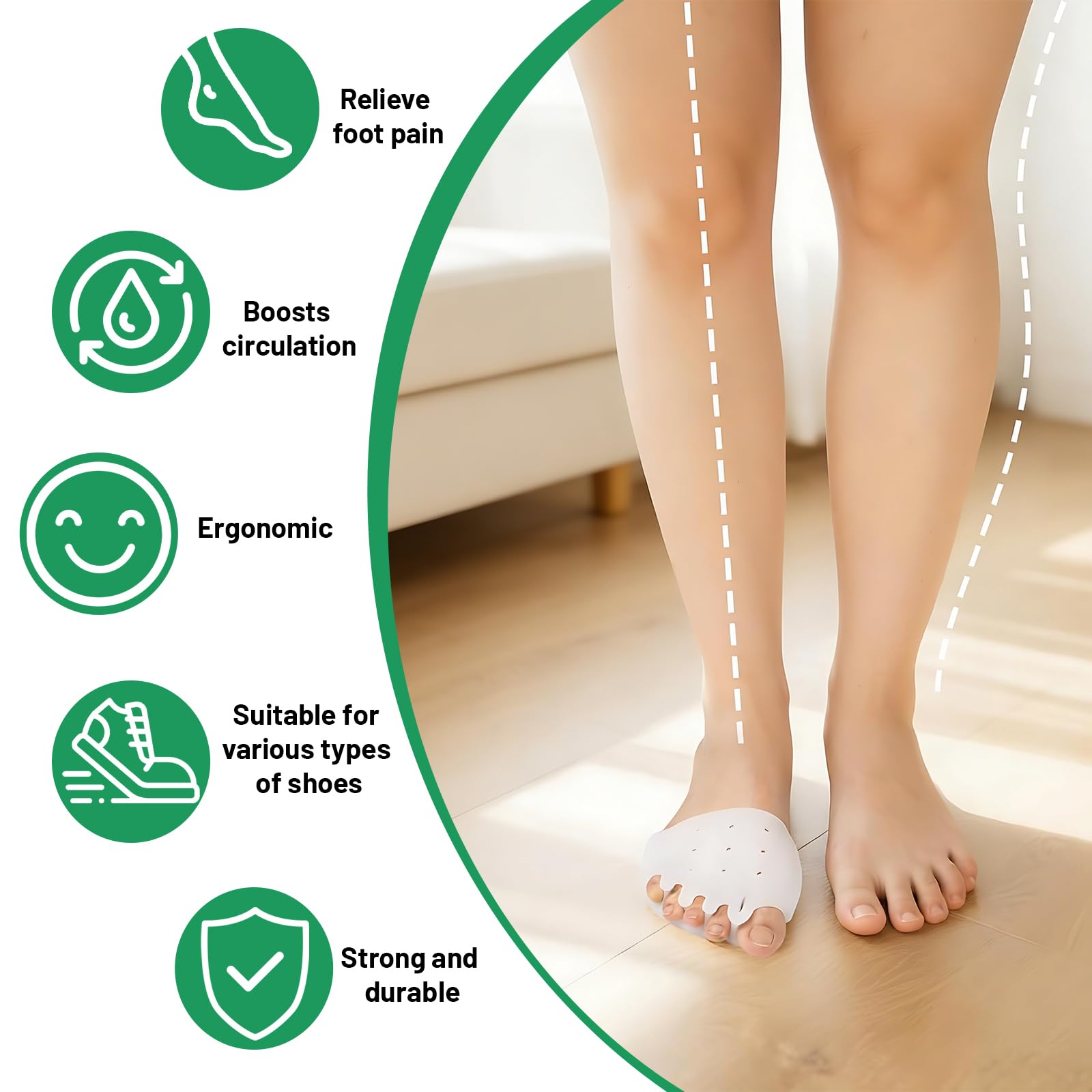 Hyggear - Hygear Silicone Toe Separators For Women & Men,Toe Spacers For Overlapping Toes, Foot Pain Relief for Bunions, Hammer Toe & Plantar Fasciitis, Comfortable & Breathable, 2-pack Original.(Pearl White)