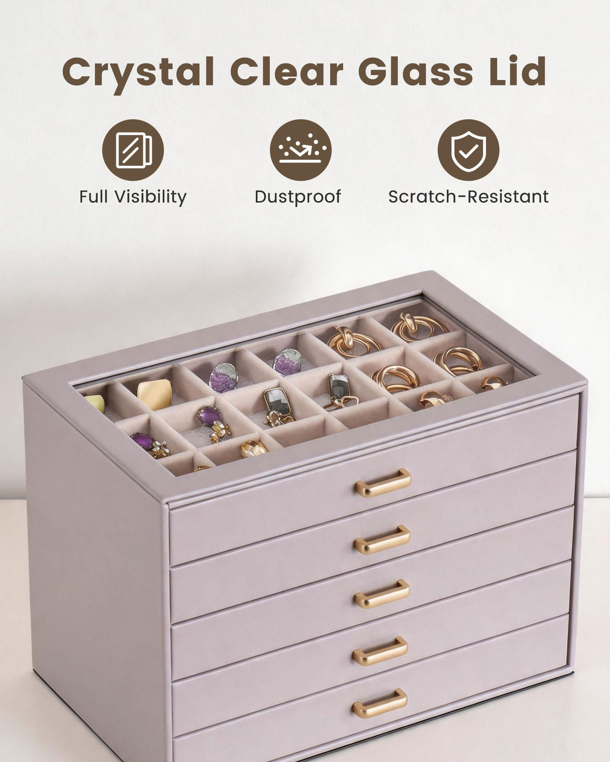 Lolalet Earring Organizer Jewelry Box with Clear Lid Purple - Lolalet Official Imagery - 6