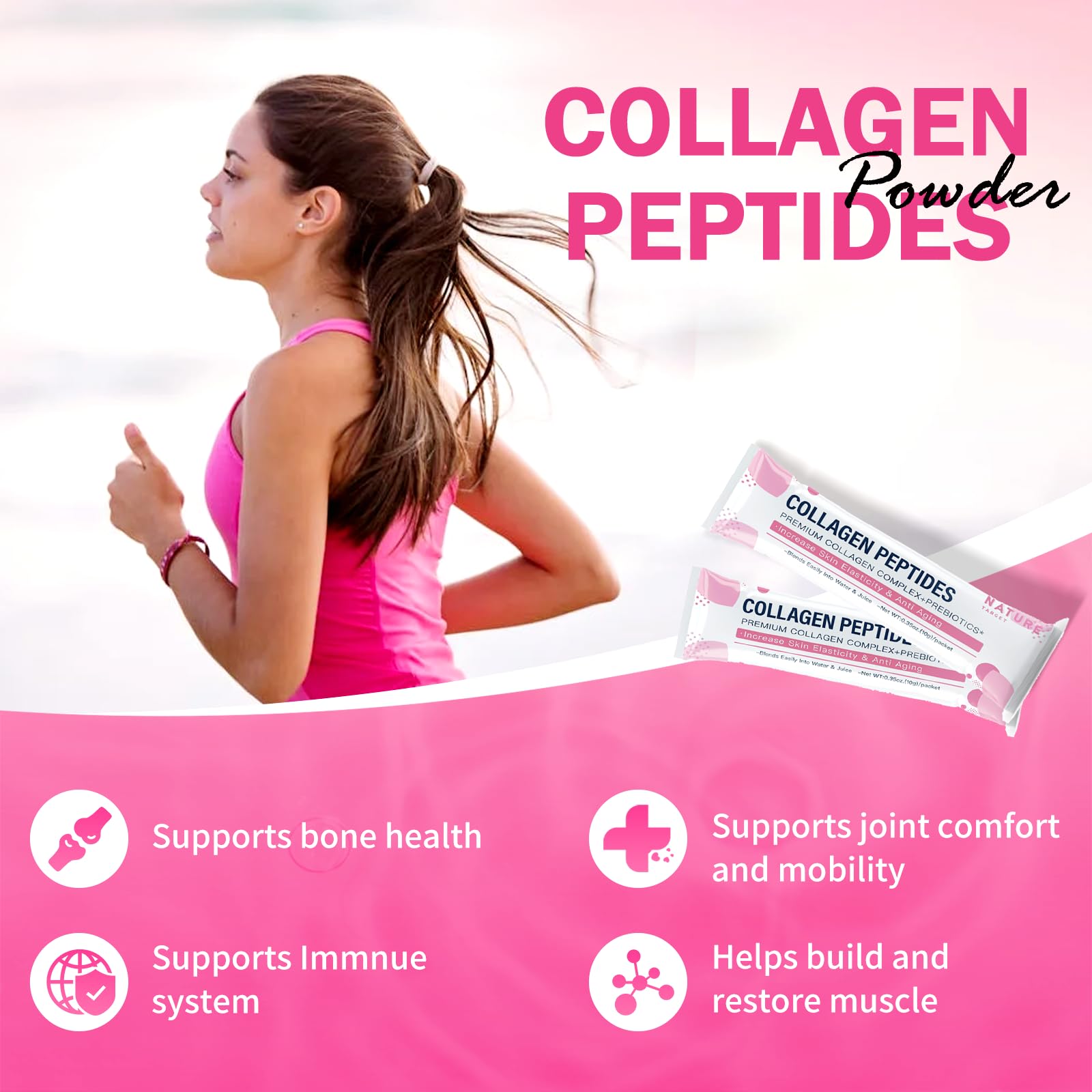 NATURE TARGET Multi Collagen Peptides Powder 30 Stick Packs - NATURE TARGET Official Imagery - 6