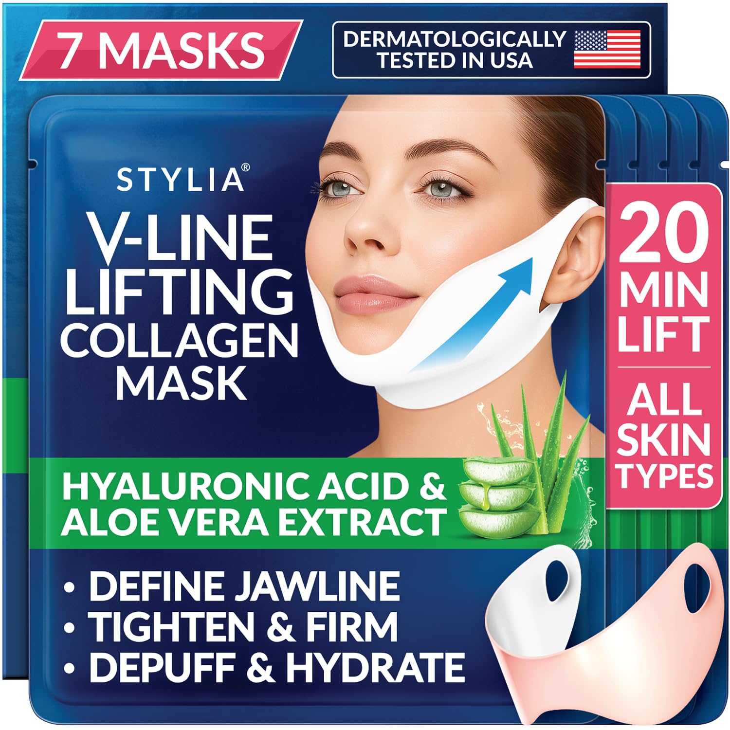 Stylia V Line Lifting Collagen Mask - Lift, Firm & Contour Jawline - T - View 2