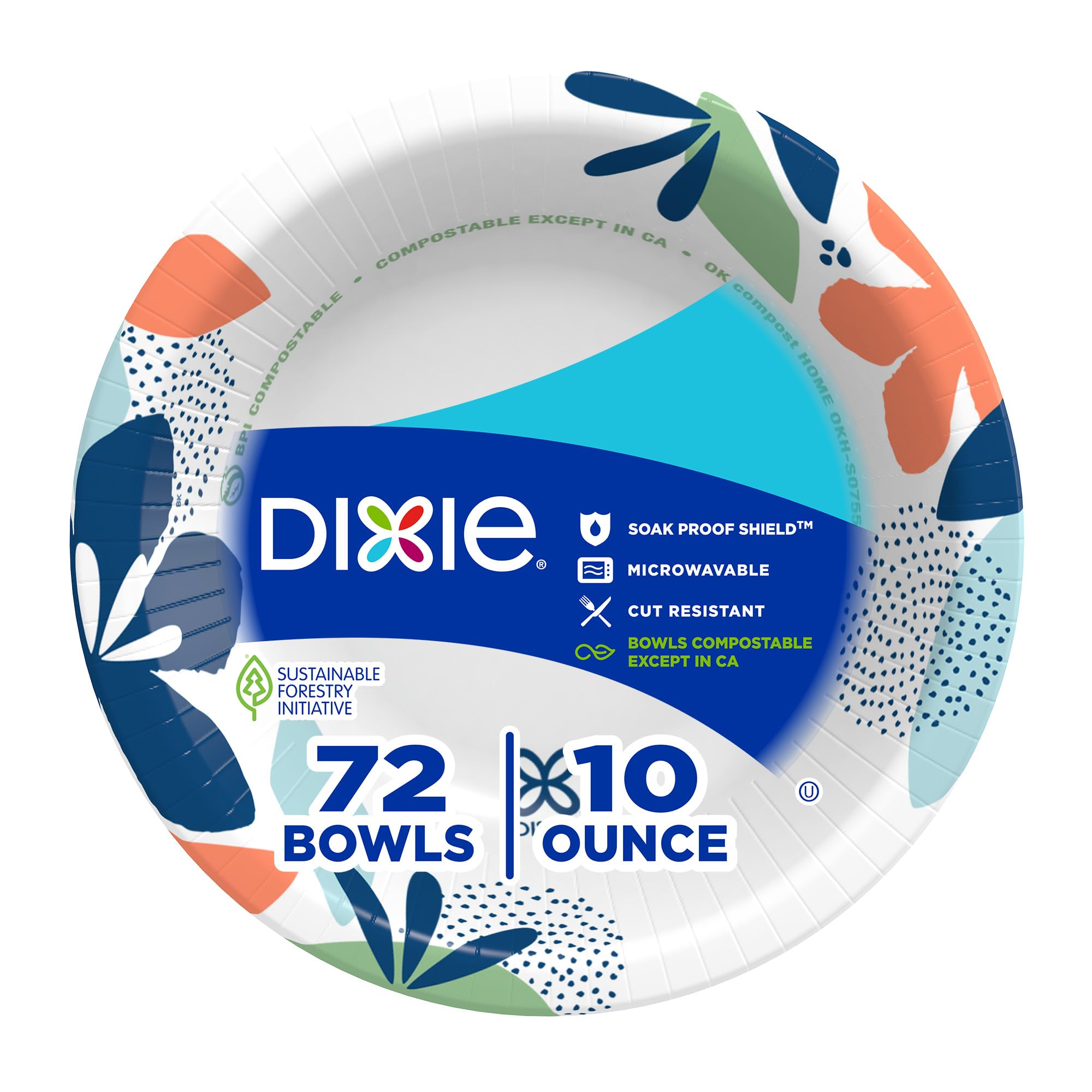 Dixie Small Paper Bowls 10 Oz, 72 Count, Disposable Bowls, Great - Product Imagery