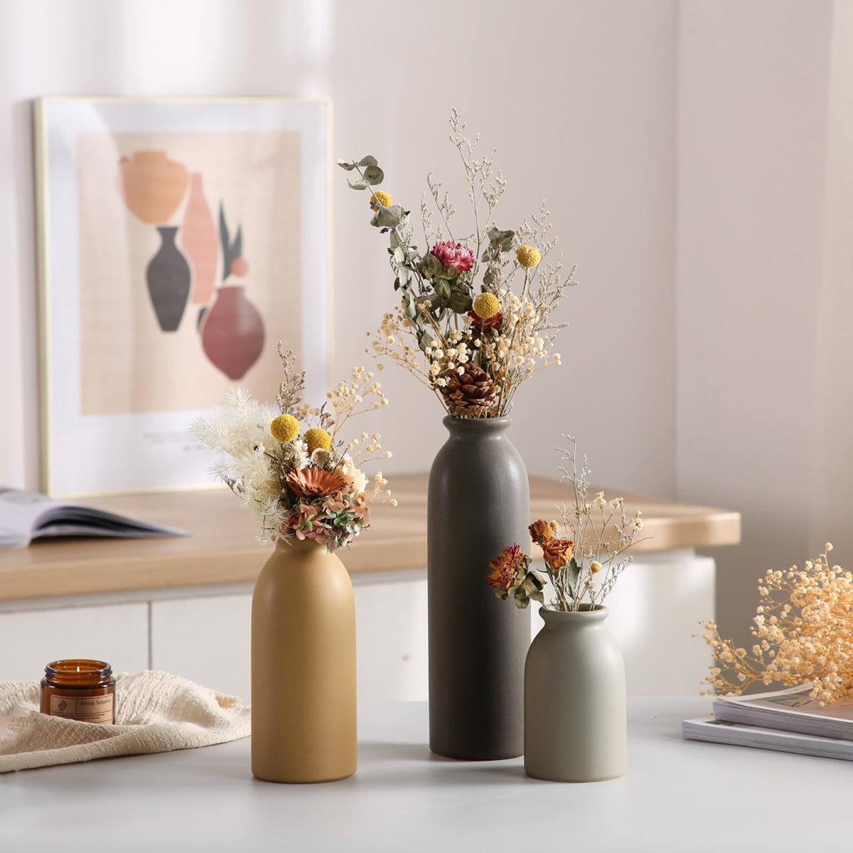 CWLWGO Ceramic Matte Vase Set for Home Decor Modern and - CwlwGO Official Imagery - 7