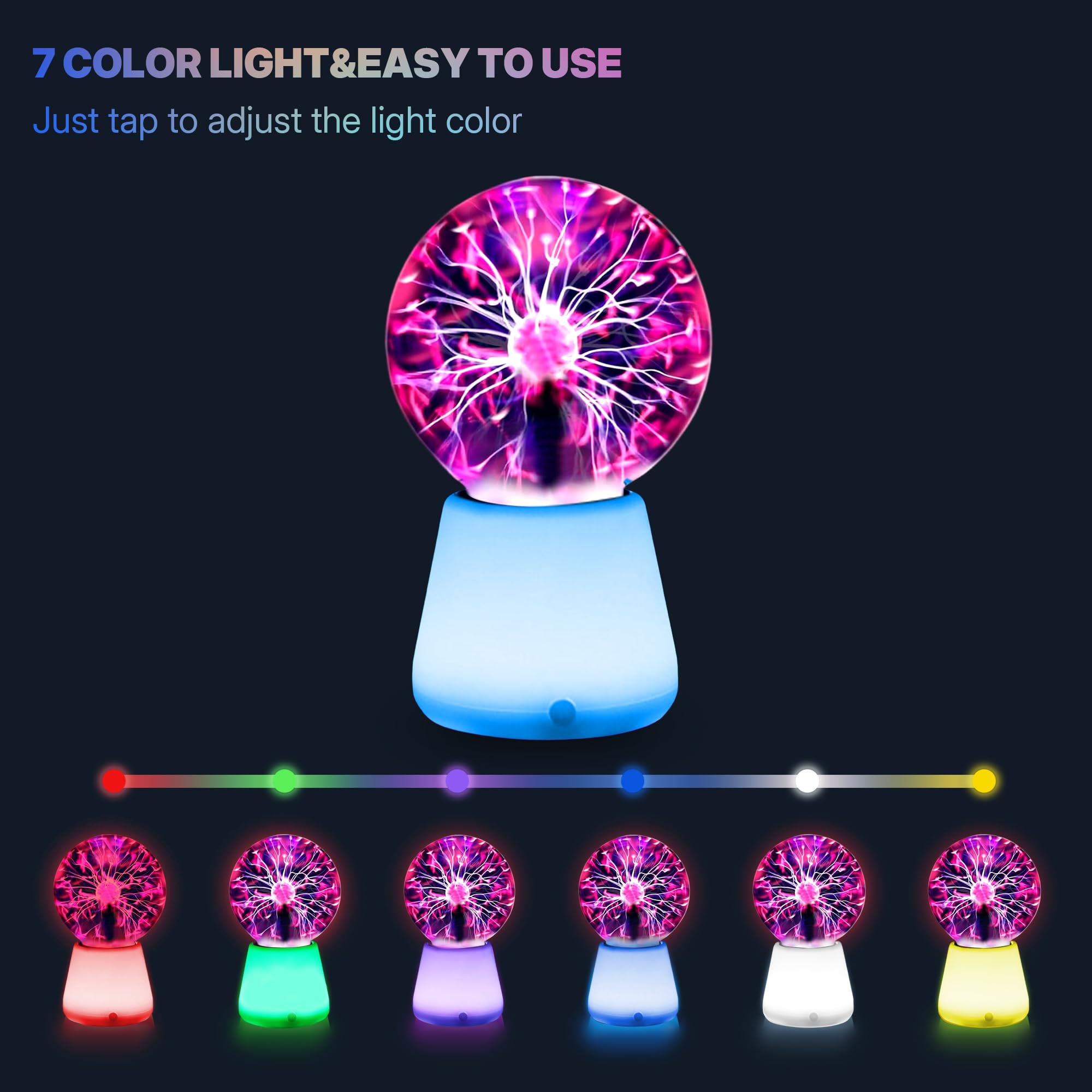 Xsnzdq Plasma Ball Lamp 3-Inch, Touch Reactive Lightning Globe, U by Xsnzdq - Angle View 4