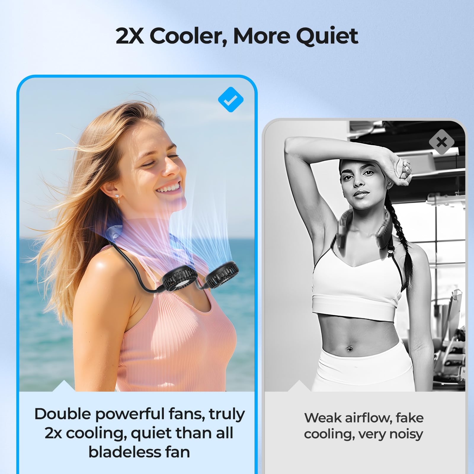 AMACOOL Portable Neck Fan, Lightweight Wearable with Hands-Free C by AMACOOL - Angle View 3