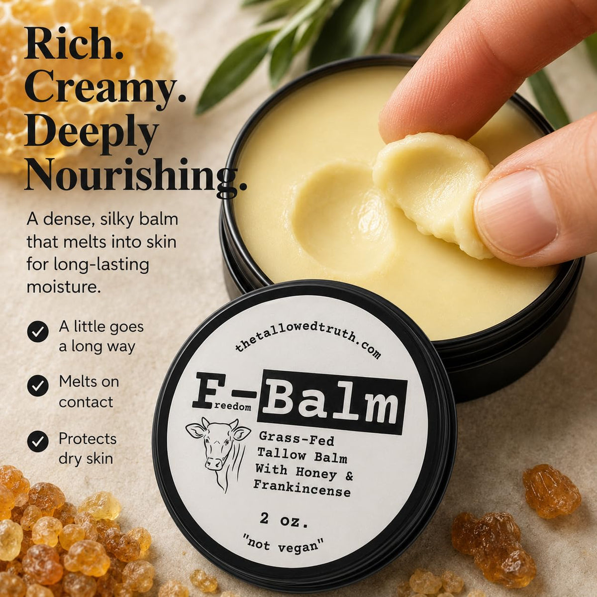 The Tallowed Truth Beef Tallow and Honey Balm 2 oz - The Tallowed Truth Official Imagery - 5