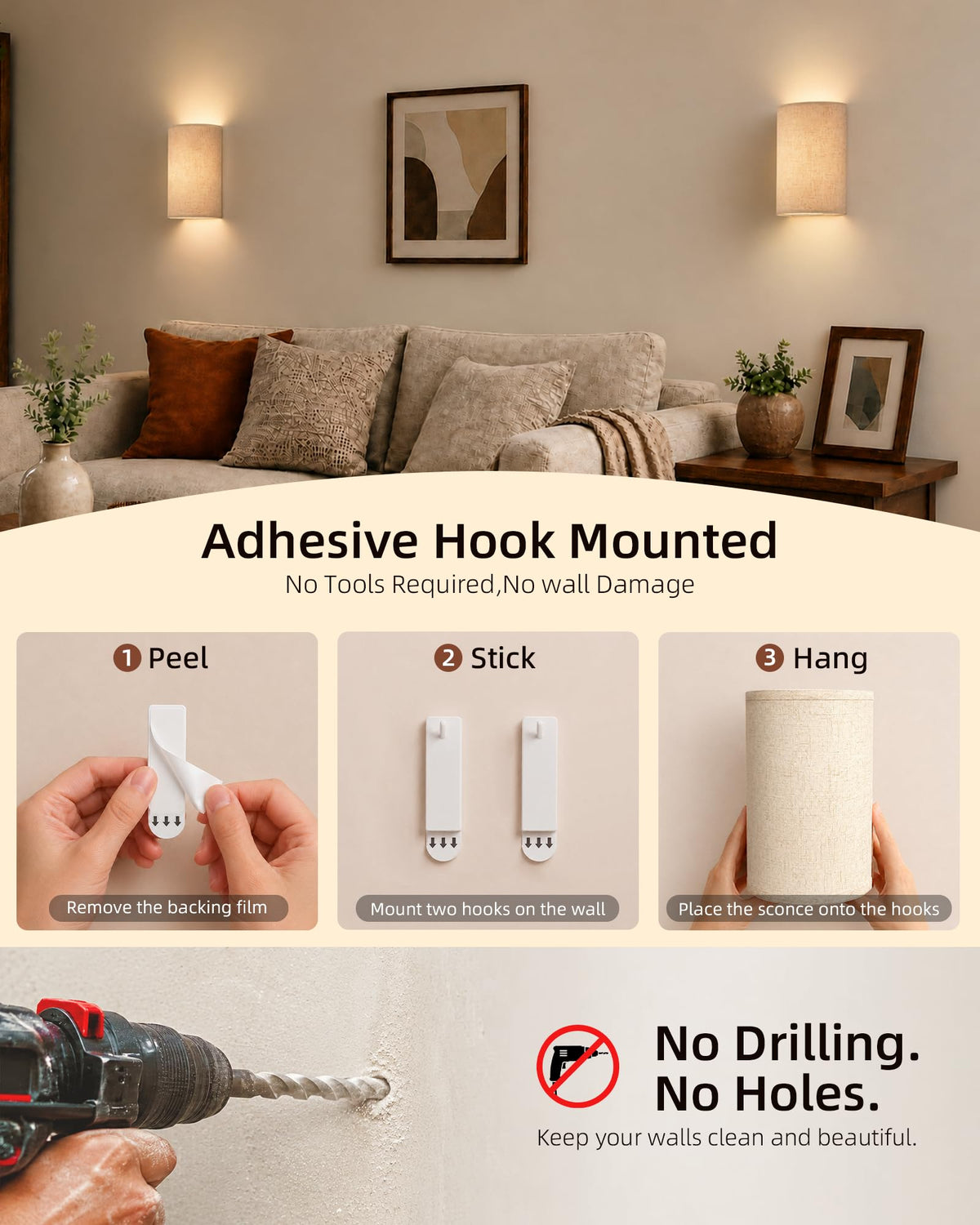 EZVALO Battery Operated Wall Sconce Set of Two with Remote - EZVALO Official Imagery - 2
