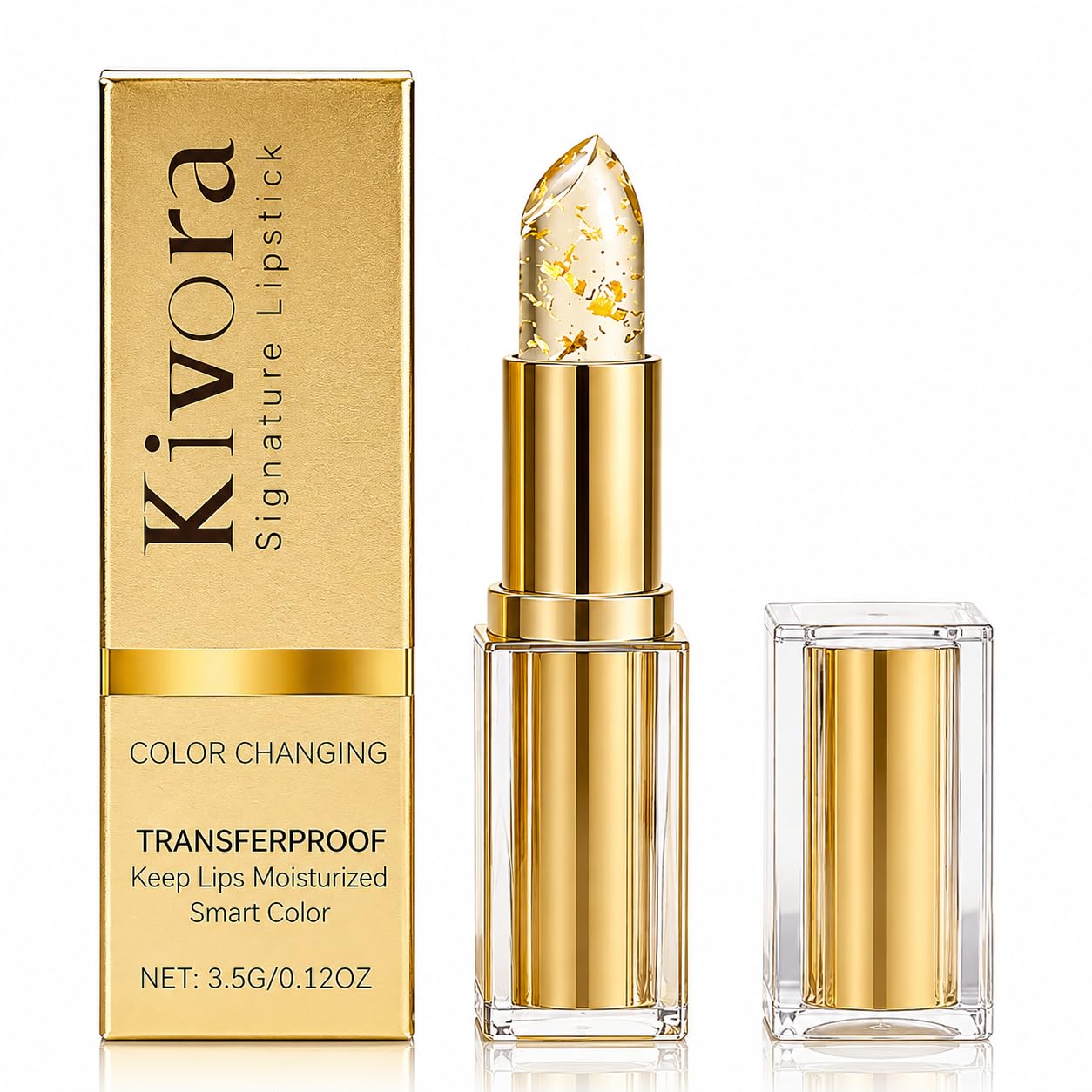 RCSCBC Kivora color-adaptive moisturizing lip tint in a sleek lipstick tube with a smooth, natural finish on the lips.