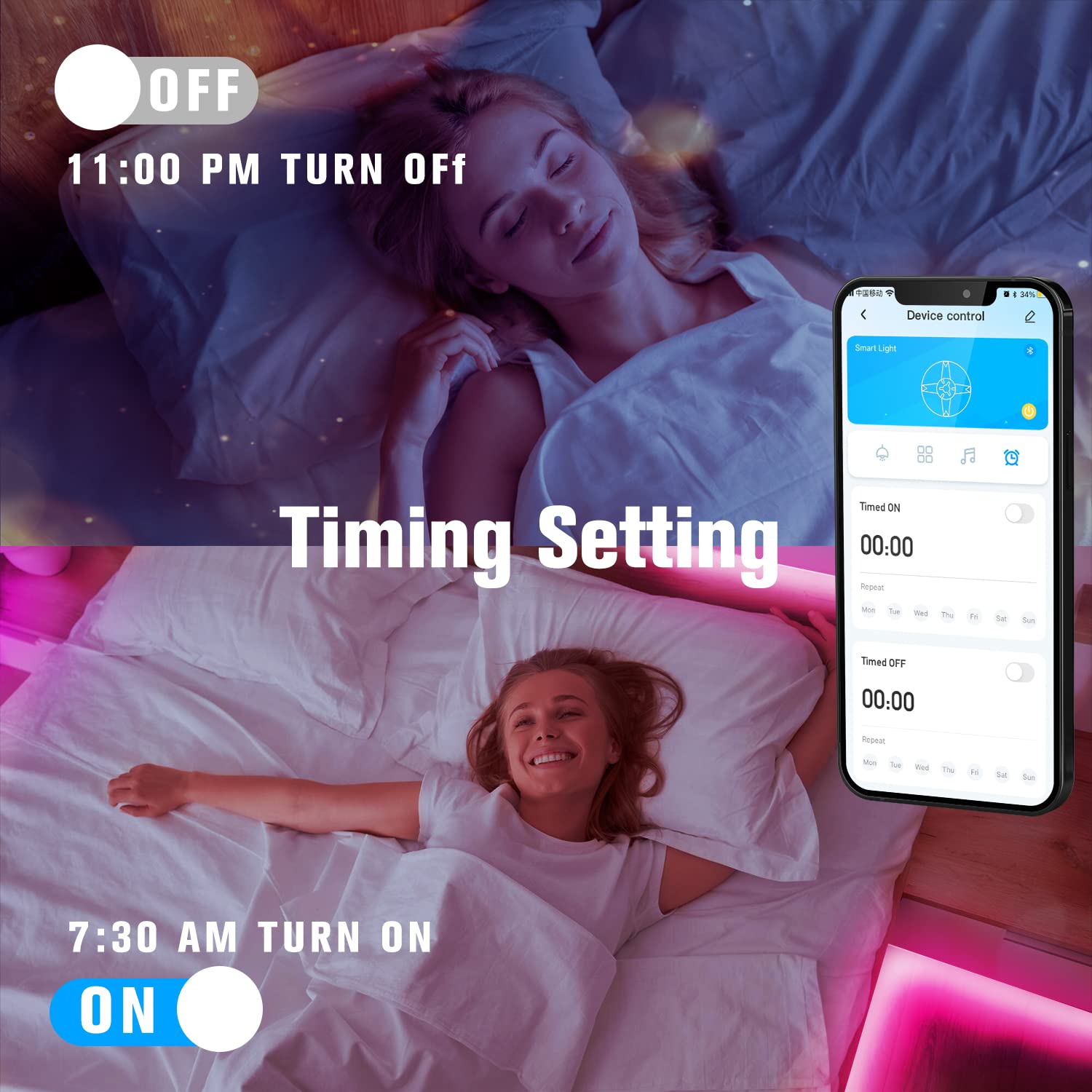 DAYBETTER LED Strip Lights 200 ft  , Smart App Control Lighting Bedroom Rome Dec - DAYBETTER Official Product View 4