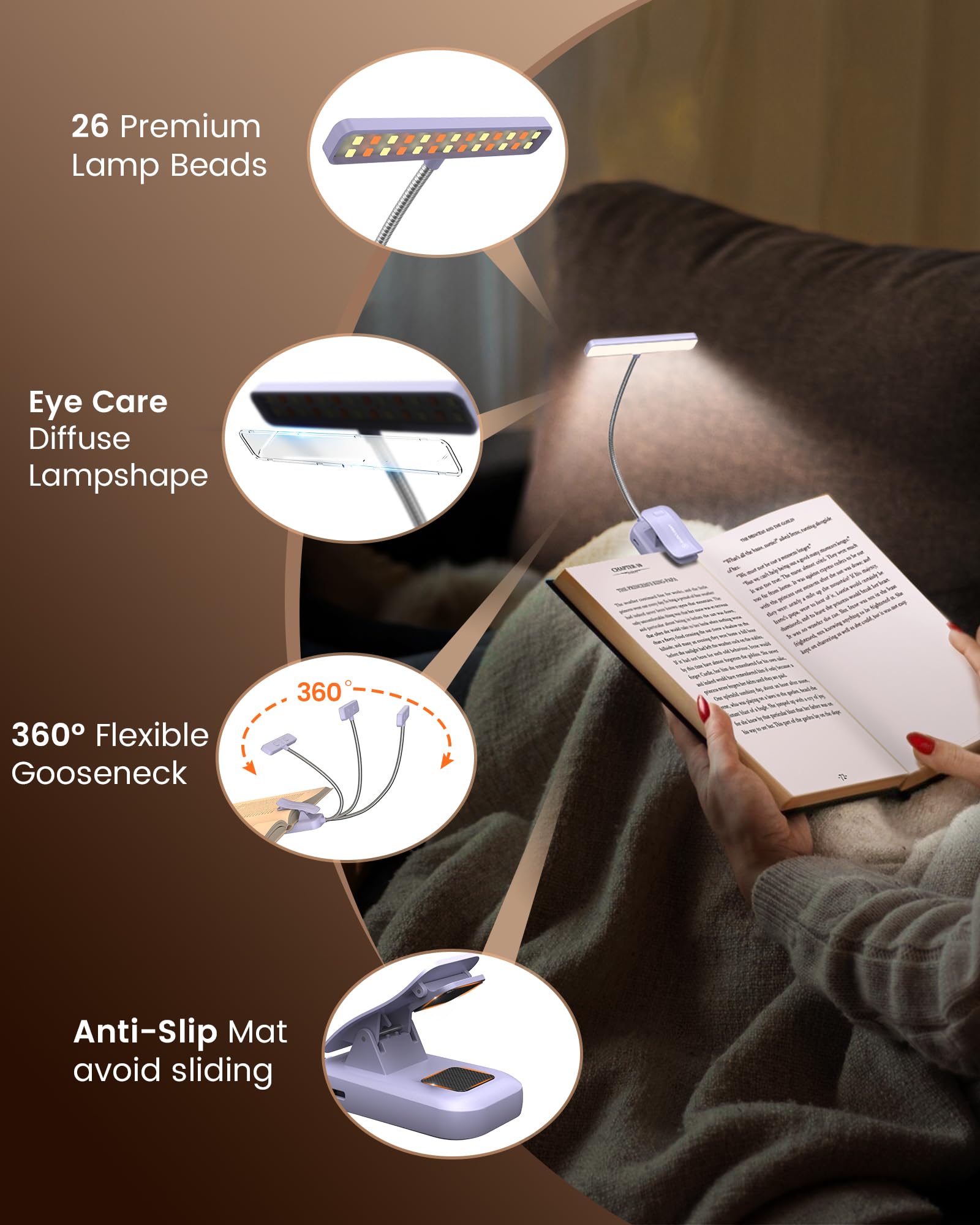 Glocusent 26 LED Reading Lights for Books in Bed, Ideal Gifts for - Glocusent Official Product View 6
