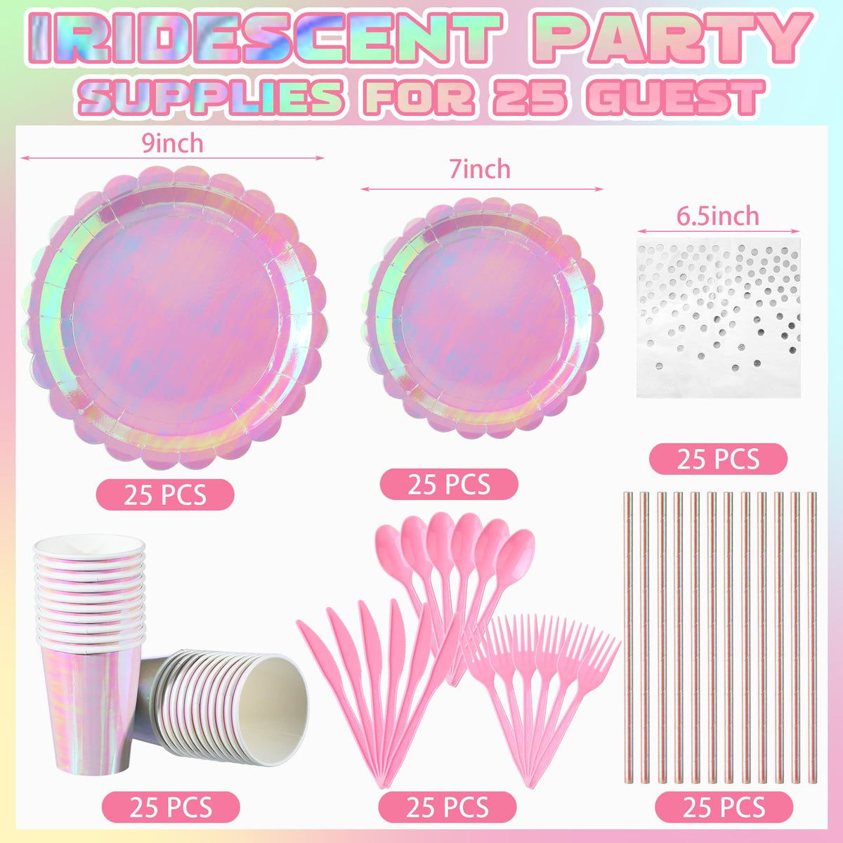 Jinei 200 Pcs Iridescent Pink Party Supplies Decorations - Jinei Official Imagery - 3