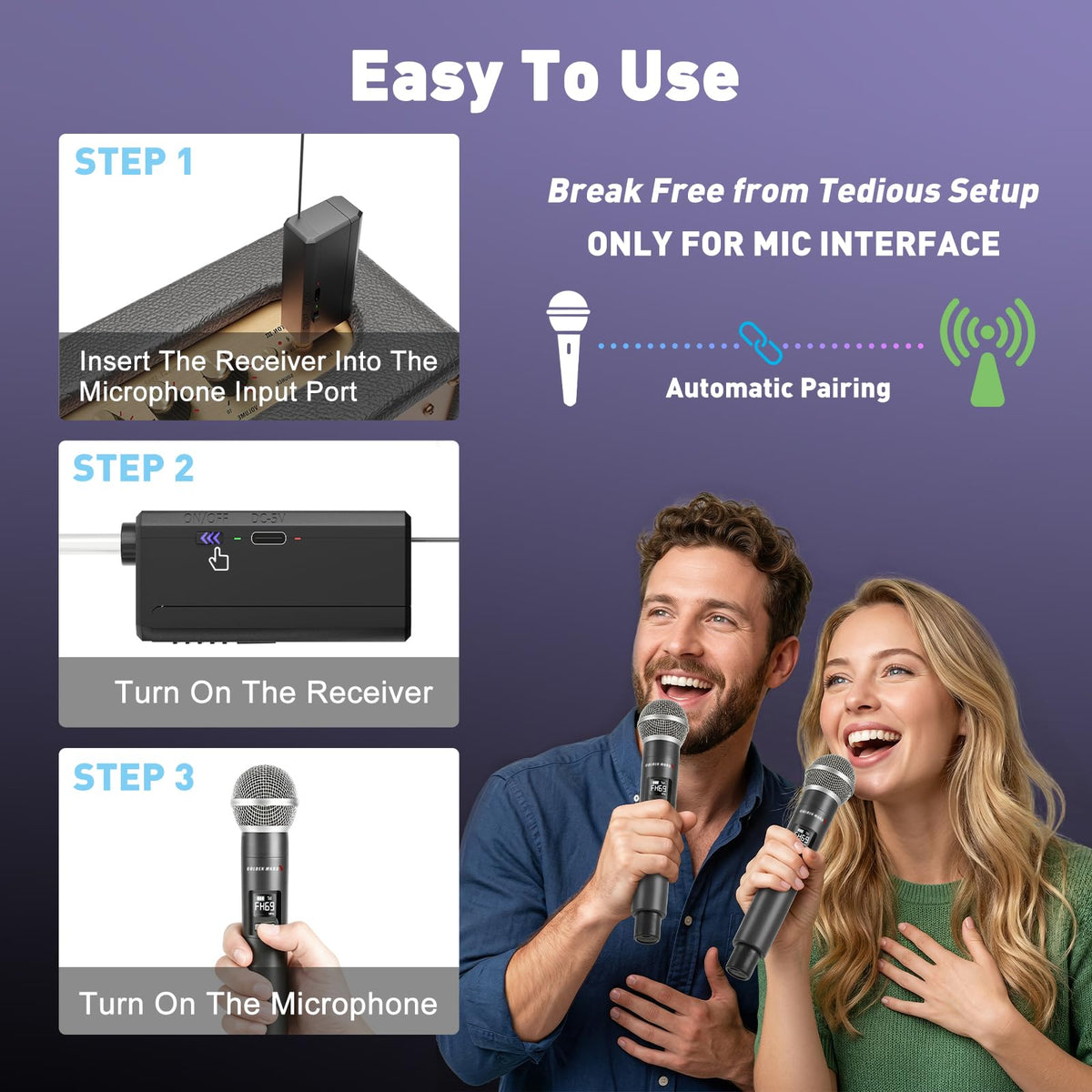 Wireless Microphones with 2 4GHz AI Auto Connection for - GOLDEN MARS Official Imagery - 6