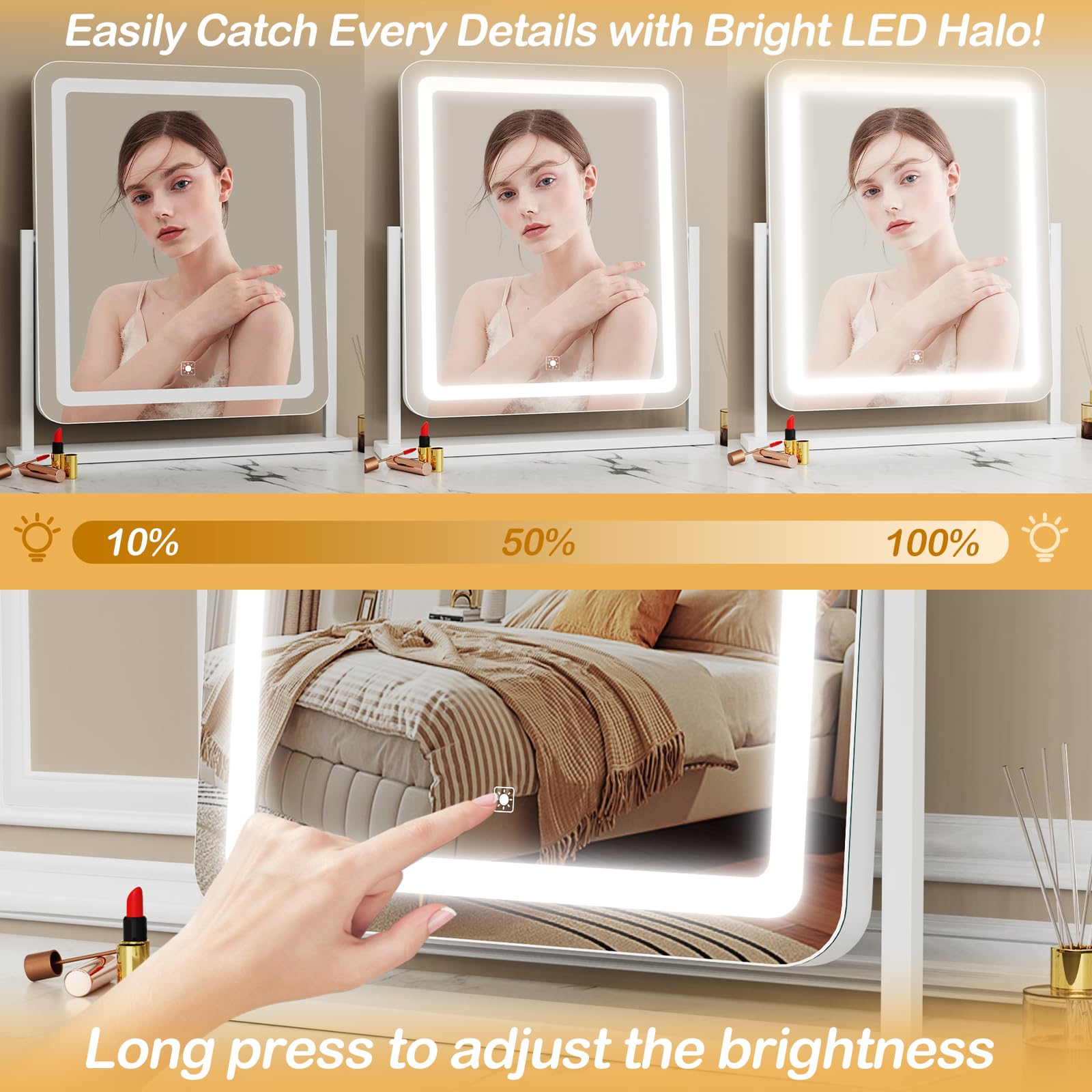 Gvnkvn Vanity Mirror with Lights, 17.3’’ LED Makeup Mirror Detach - Gvnkvn Official Product View 6