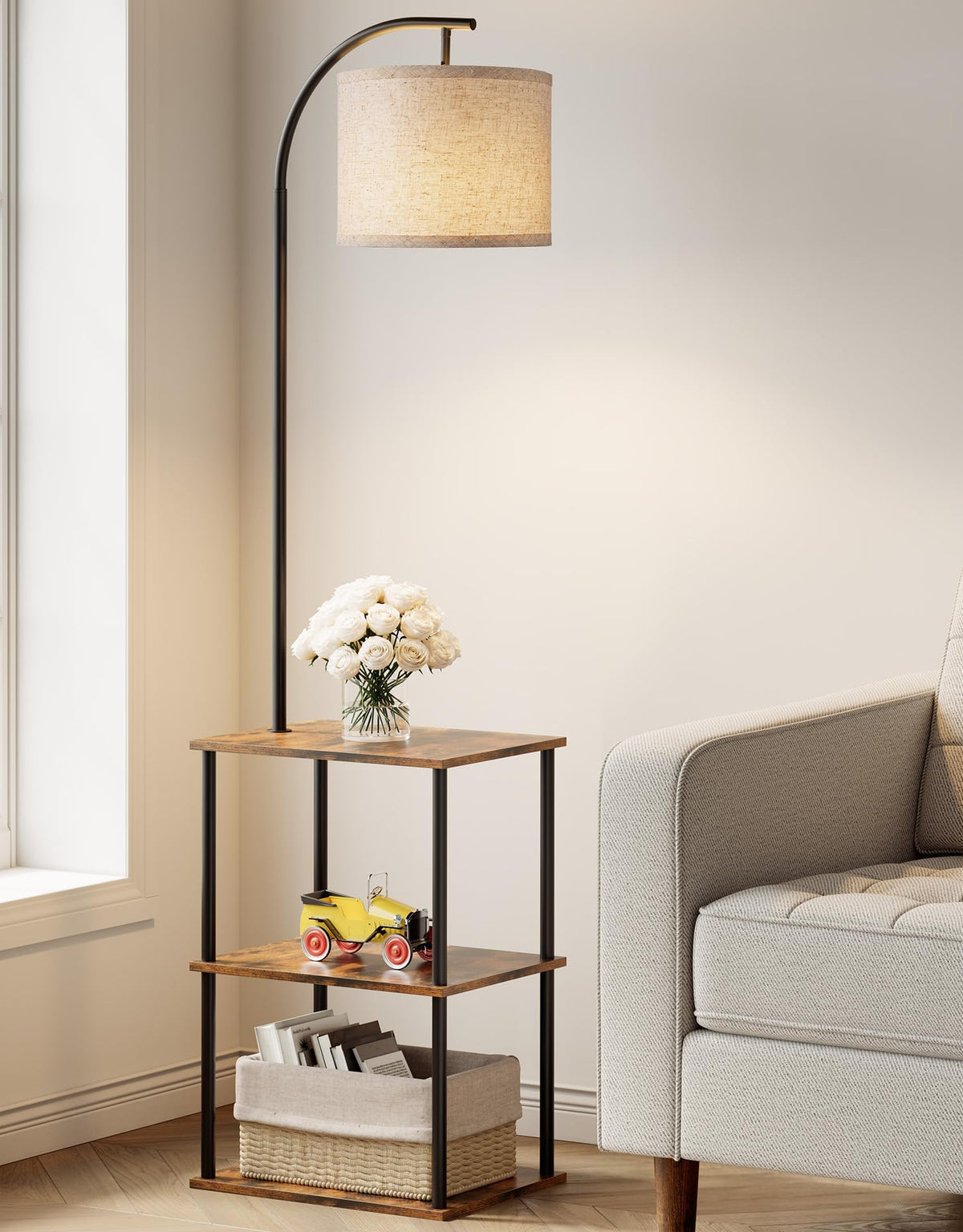 Floor Lamp with Table Night Stand with Lamp Narrow Side - PARTPHONER Official Imagery - 1