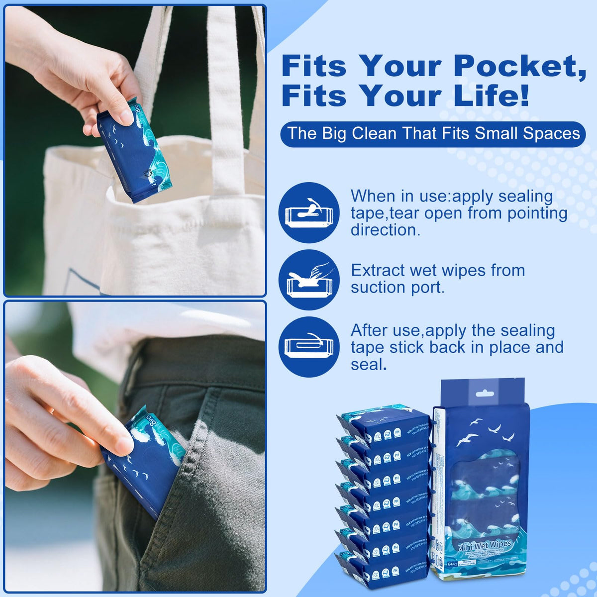 384 PCS Mini Travel Size Wet Wipes Hand Wipes Travel Size - twoworld Official Imagery - 7
