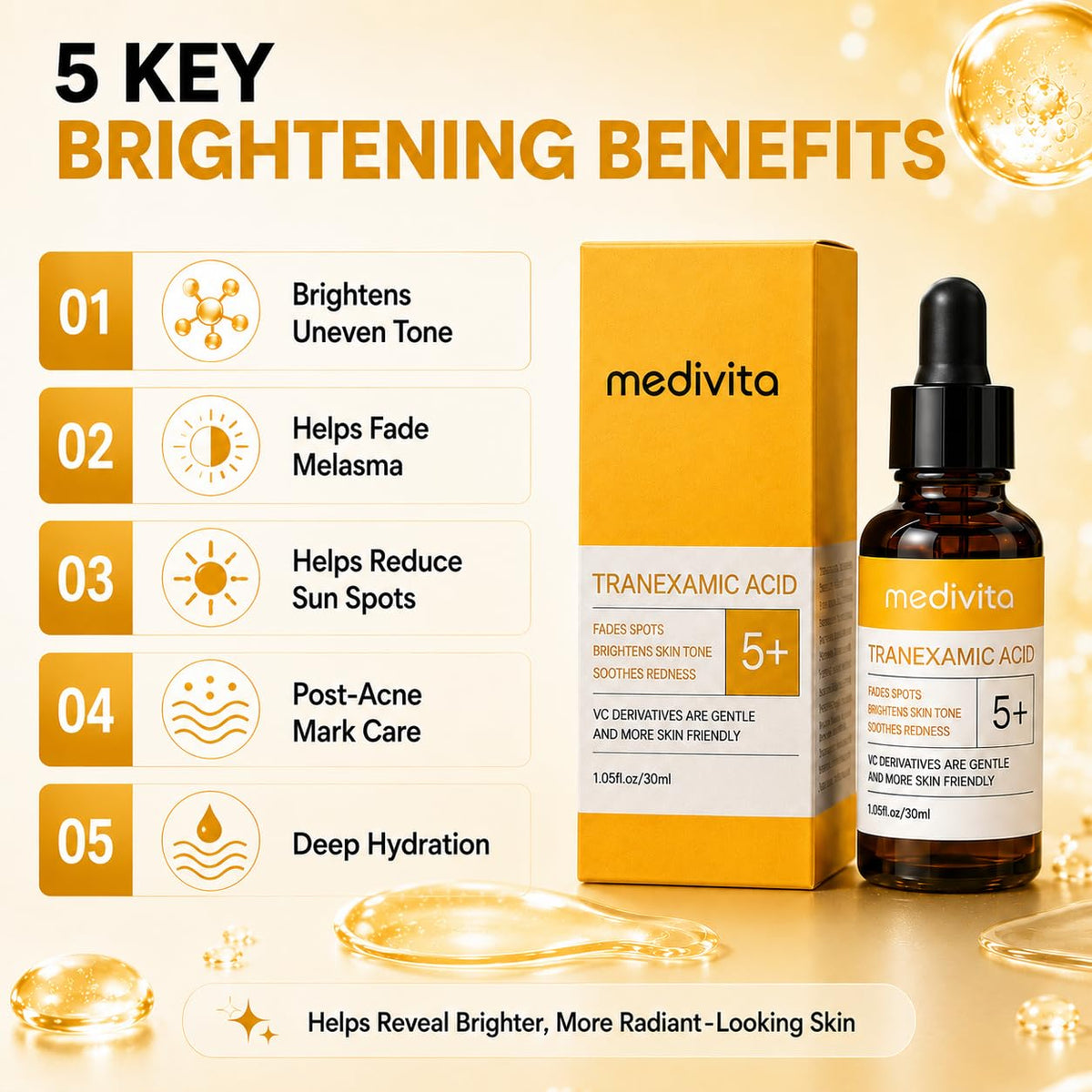 Tranexamic Acid Serum 5 for Face Dark Spot Uneven Skin Tone - medivita Official Imagery - 4