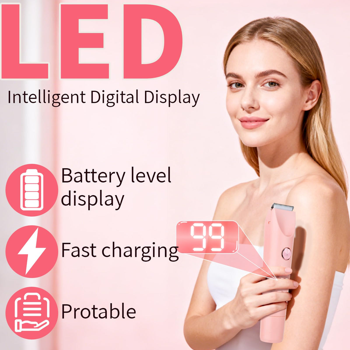 2 in 1 Electric Shaver Bikini Trimmer with LED Display for - Beanify Official Imagery - 4