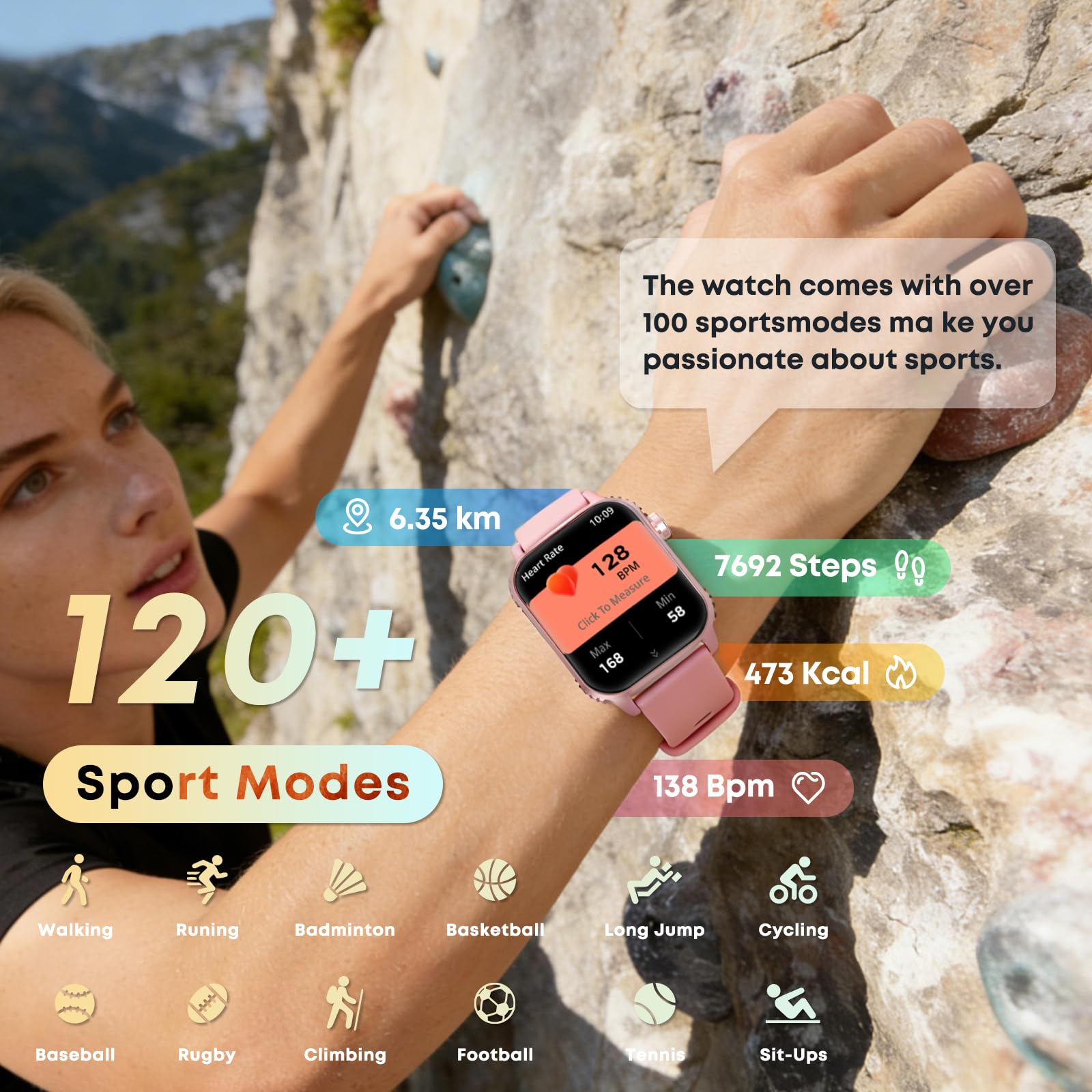 DIVOAZBVO Smart Watches for Women Men, 120 Sports Modes Smartwatch wit - View 2