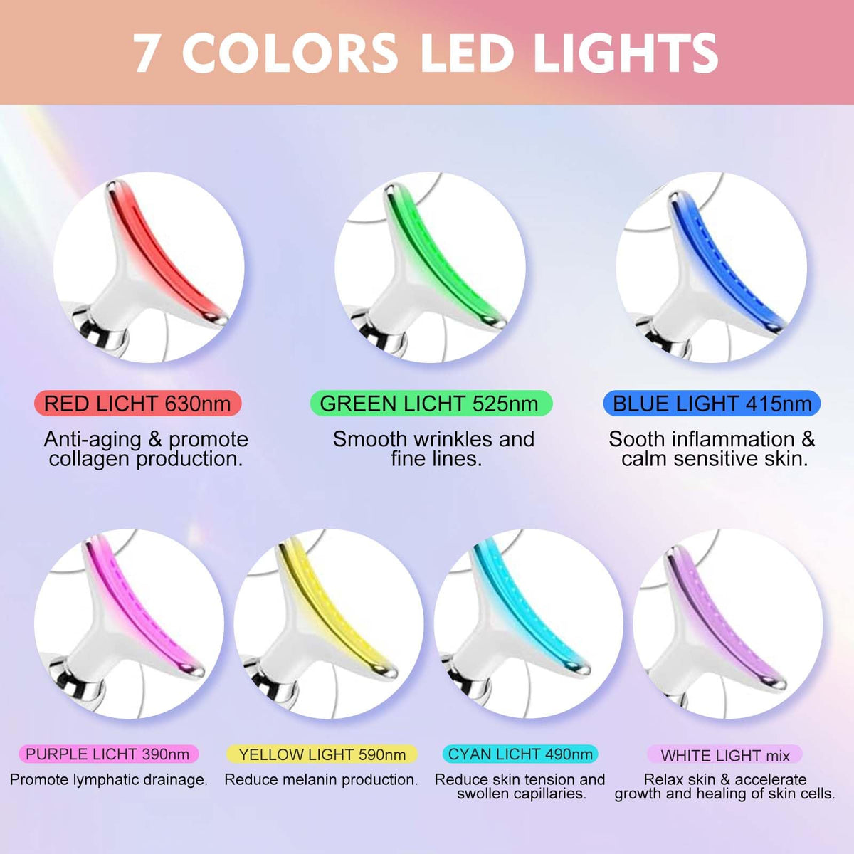 Face and Neck Massager Tool 7 Colors LED Womens Skin Care - erdnretl Official Imagery - 3