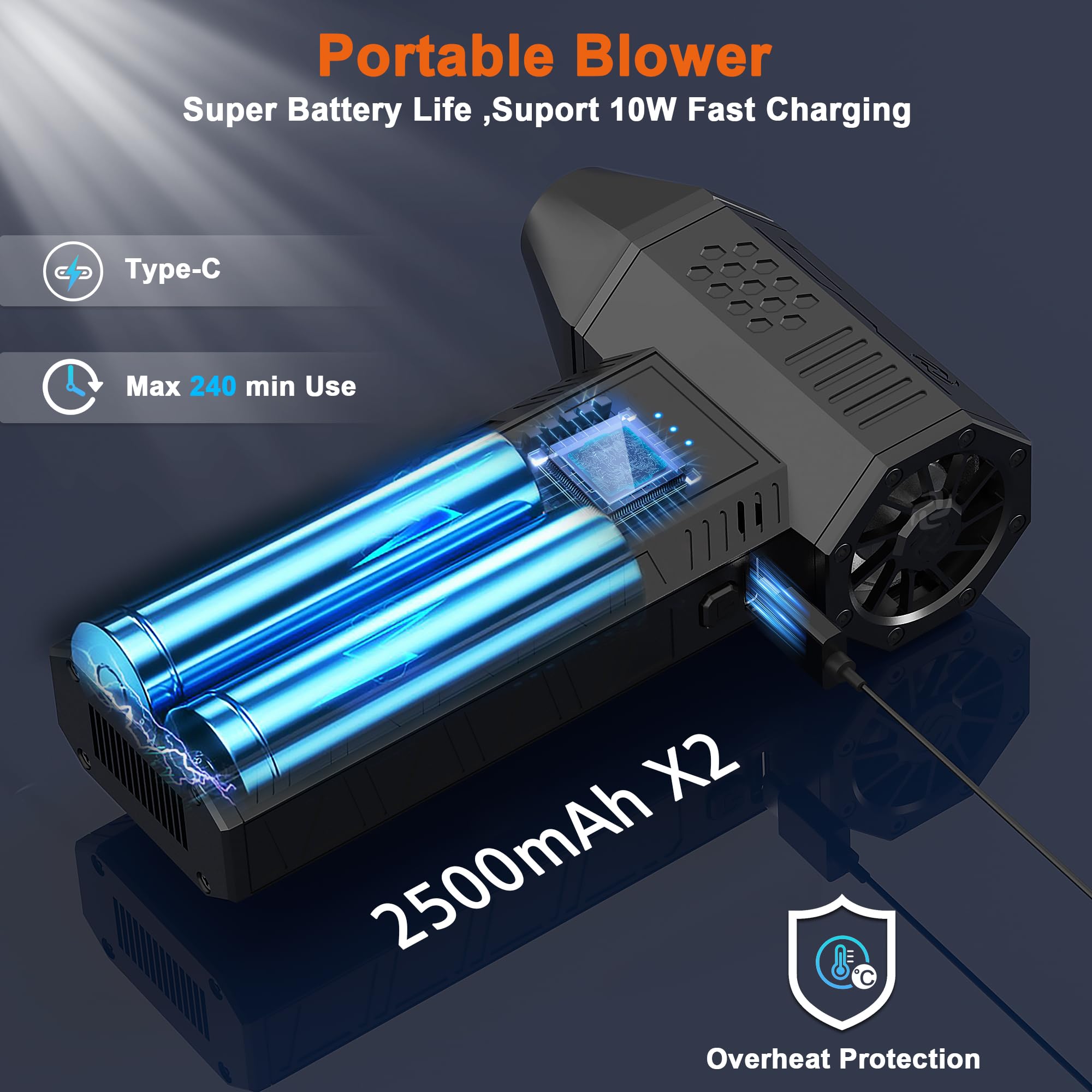 JVSCAM Compressed Air Duster-130000RPM Super Power Air Blower wit by JVSCAM - Angle View 7
