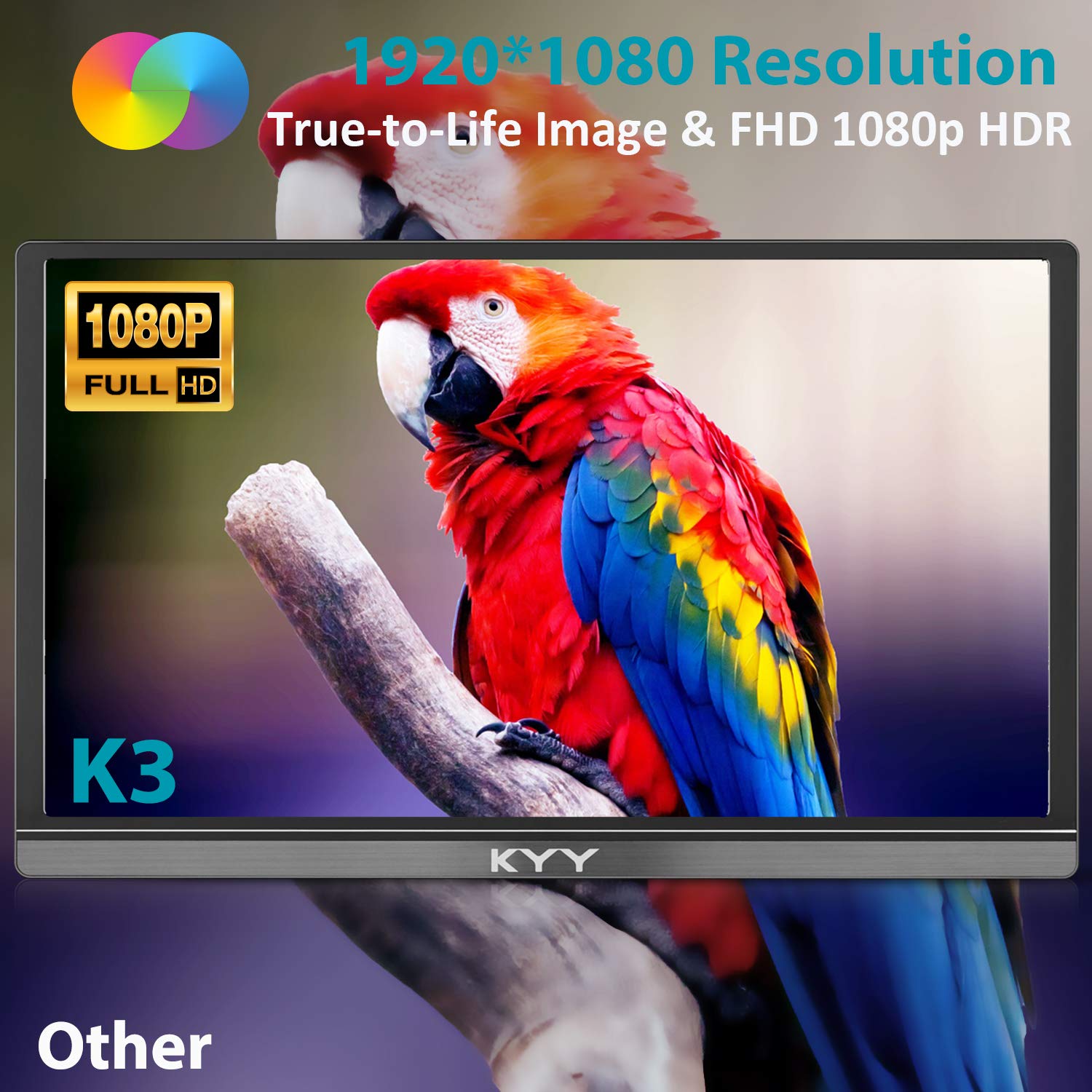 KYY Portable Monitor 15.6" 1080P Computer Monitor Screen Extender w/Cover