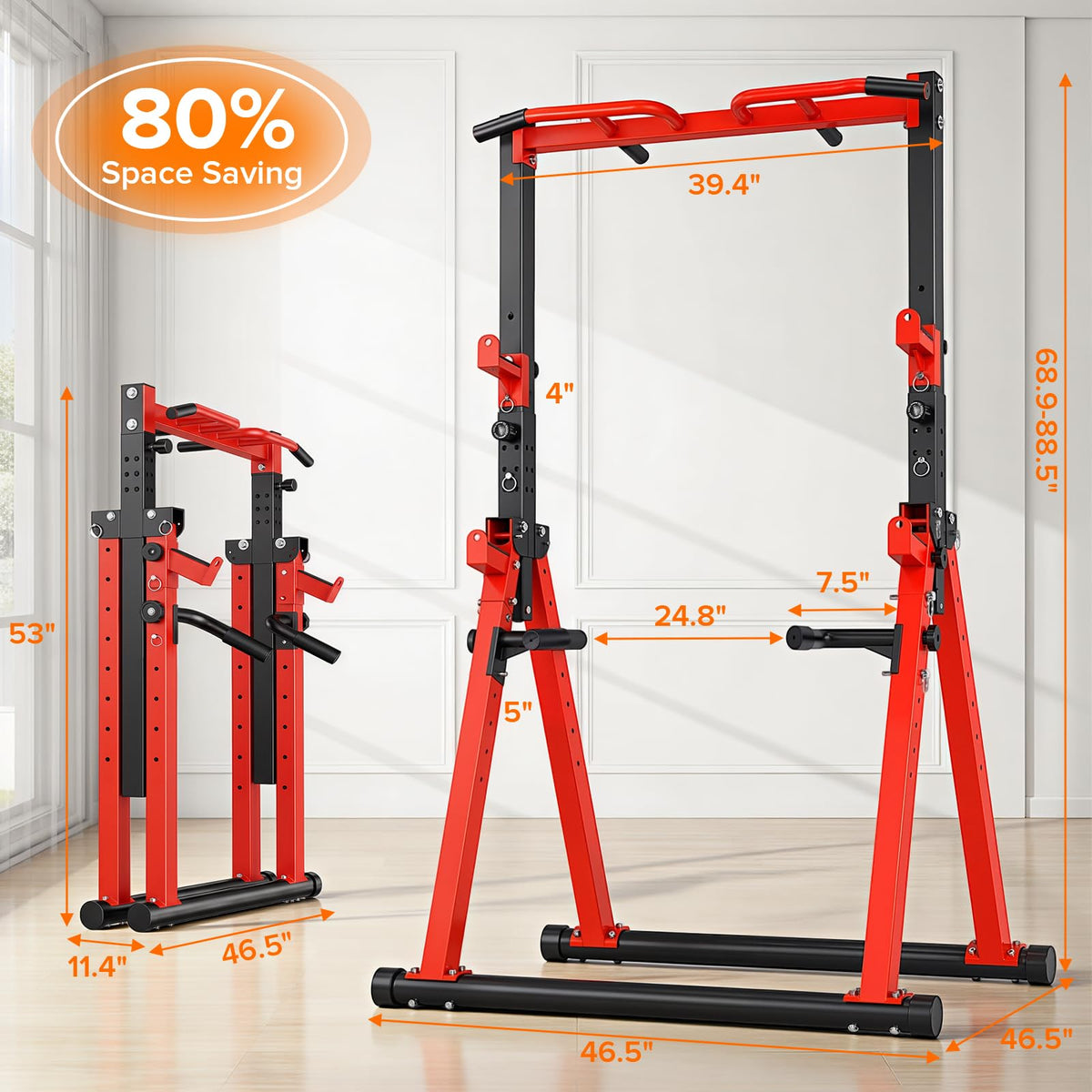 Foldable Pull Up Bar Free Standing Adjustable Height - HOTCAMP Official Imagery - 3