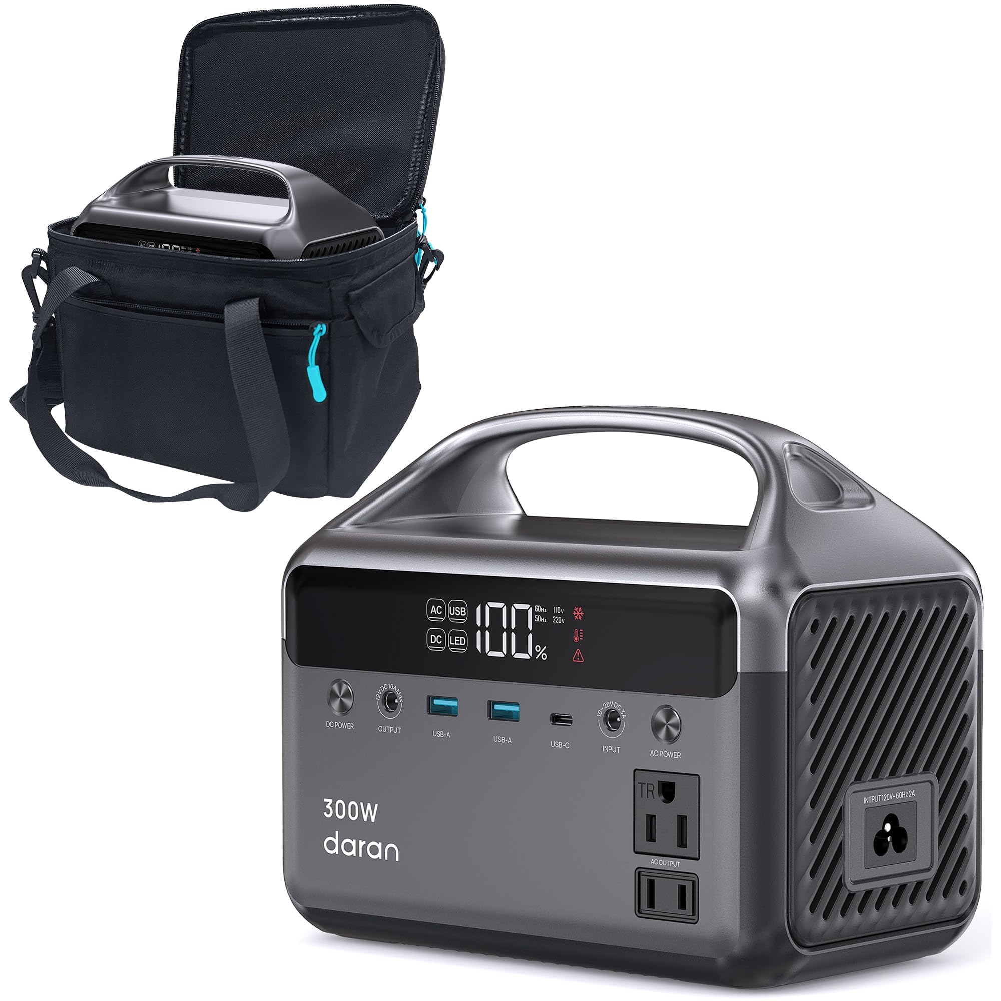Daran Portable Power Station 89.6Wh LiFePO4 Battery 100W  Solar P by Daran - Angle View 7