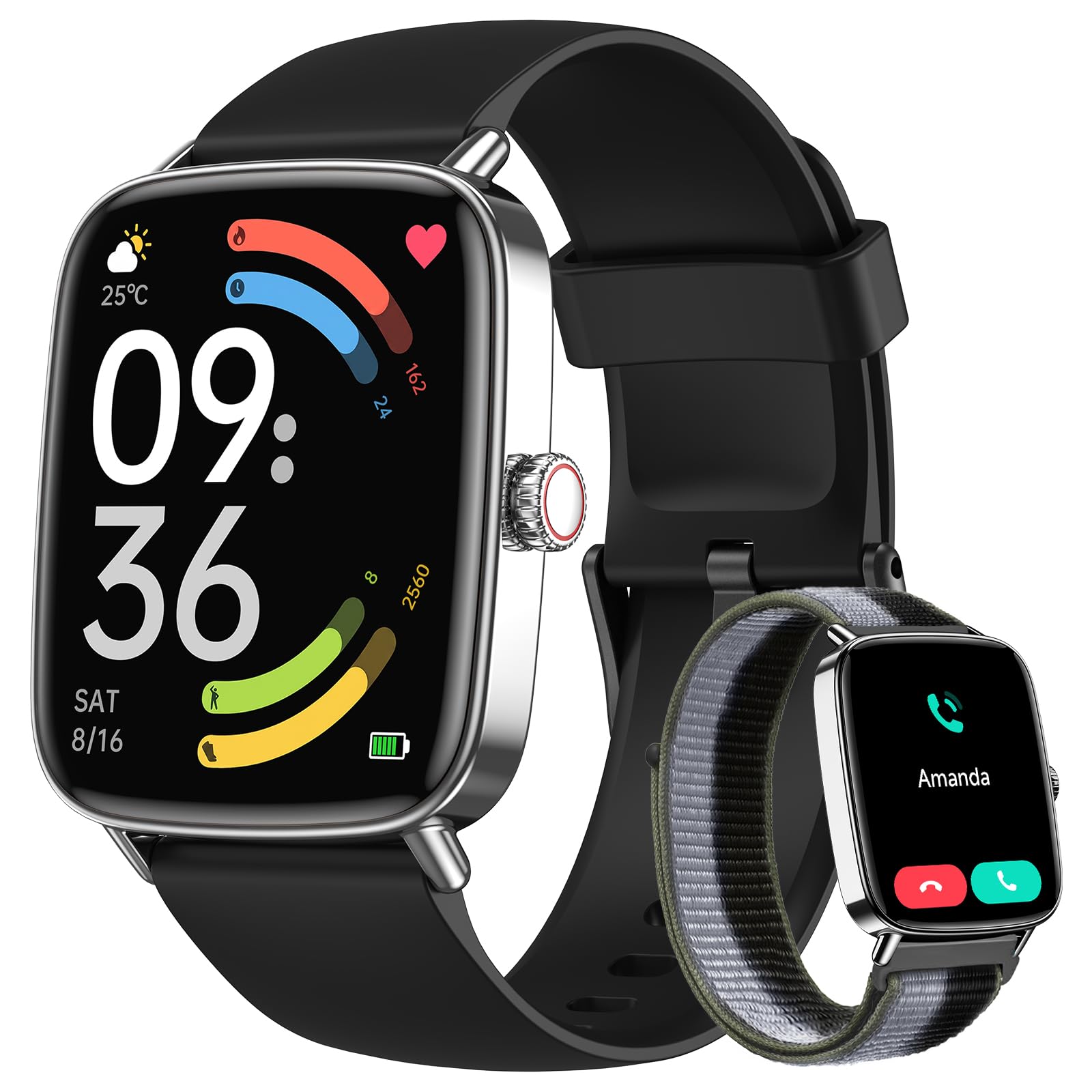 Smart Watch for Women Men, 2 Bands Health&Fitness Watch for - Product Imagery