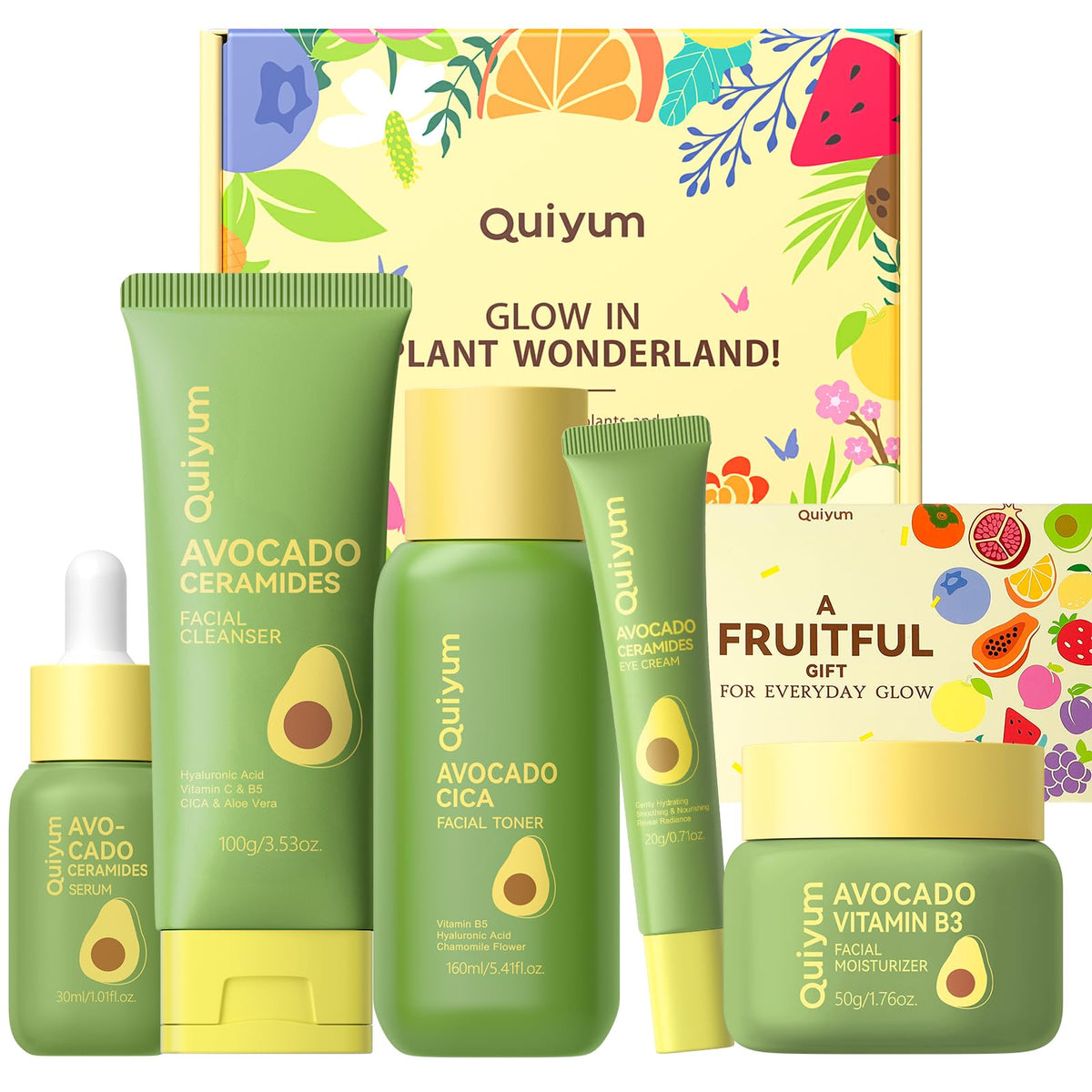Avocado CICA 5 Step Face Skincare Routine Kit for Women Teen - QUIYUM Official Imagery - 2