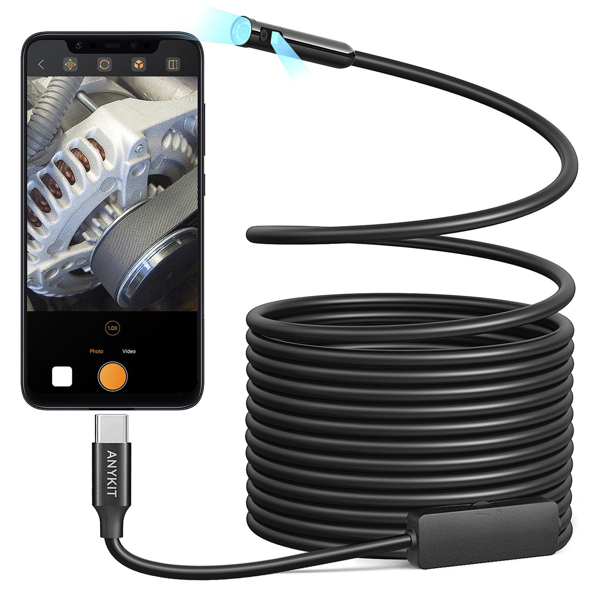 Anykit Dual Lens Endoscope Camera Type C Borescope with 8 - Anykit Official Imagery - 2