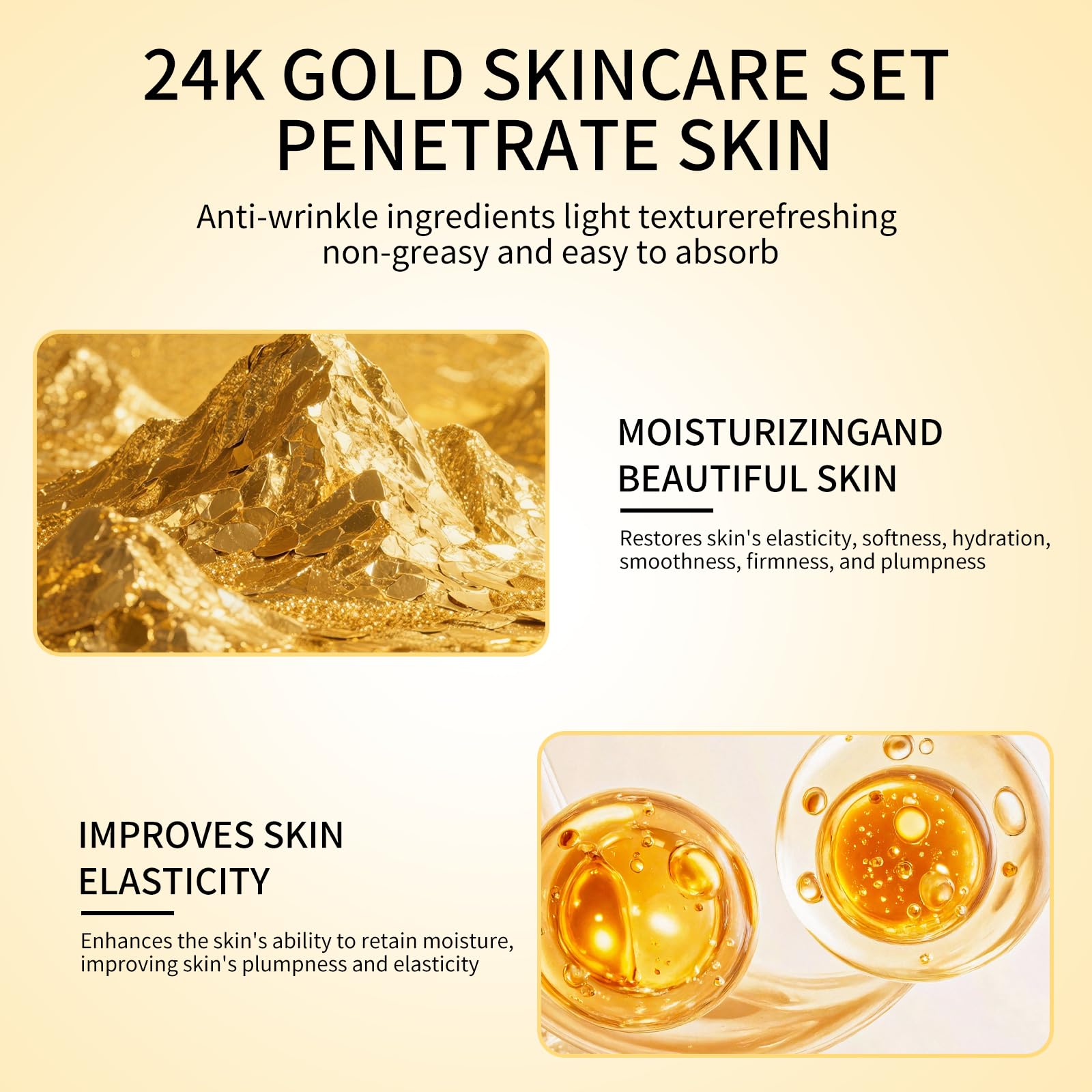 24K Gold Skincare Set,Moisturizing Face Skincare Kit 5PCS - OUPEICHARM