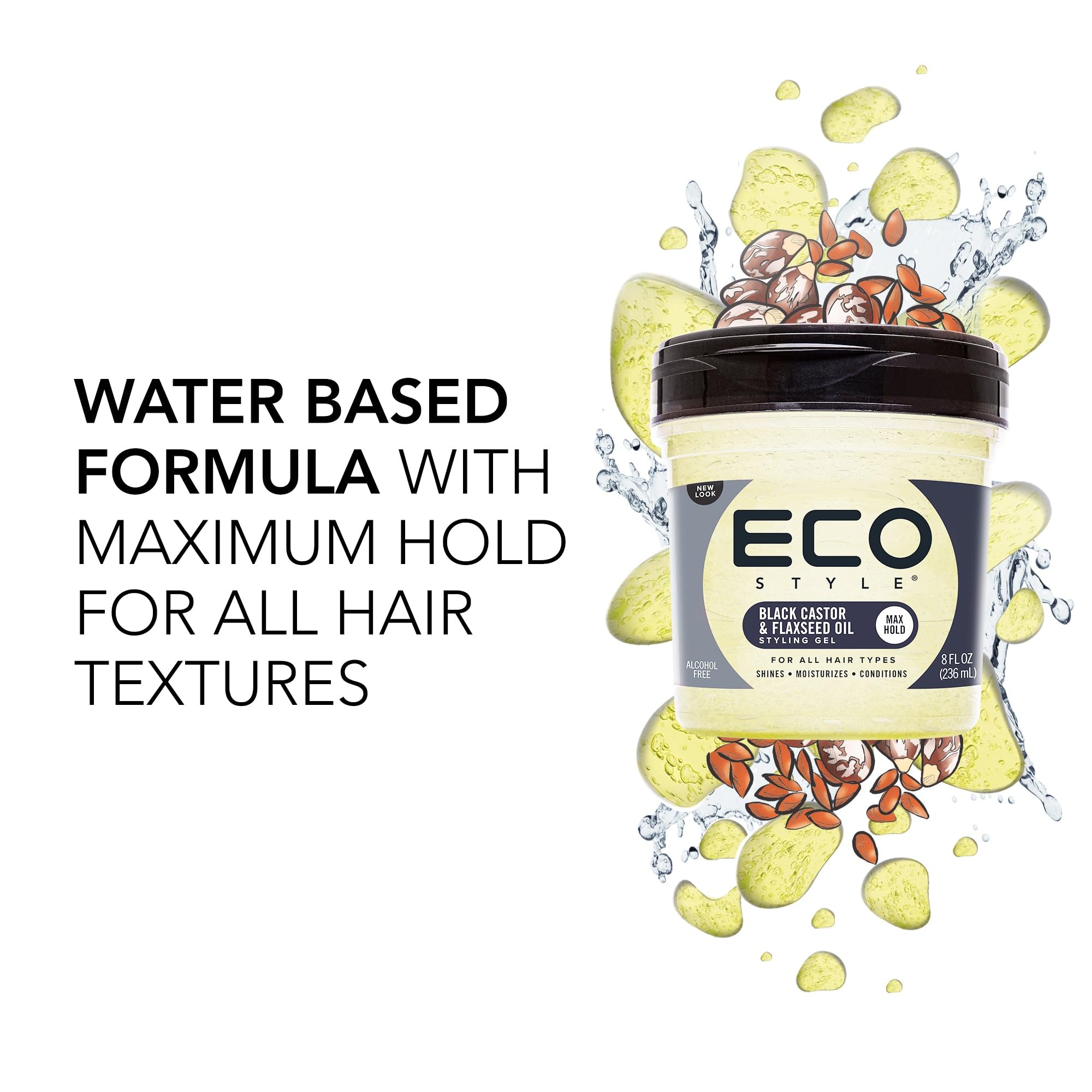 Eco Style Black Castor and Flaxseed Oil Styling Gel - Nourish and Repair - Eco Style Official Product View 5