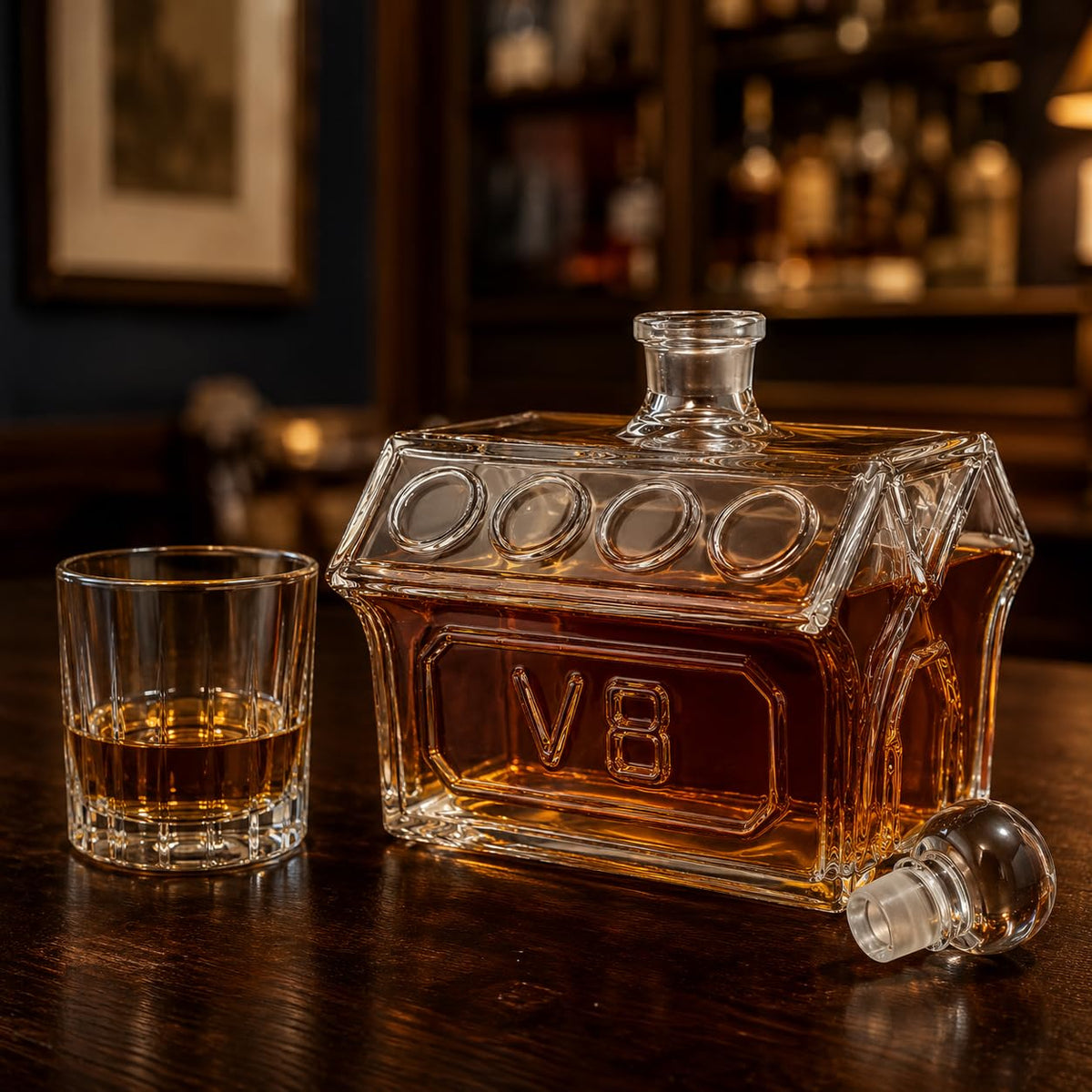 V8 Engine Whiskey Decanter Glass Car Motor Liquor Bottle - KAAS HAUS Official Imagery - 3