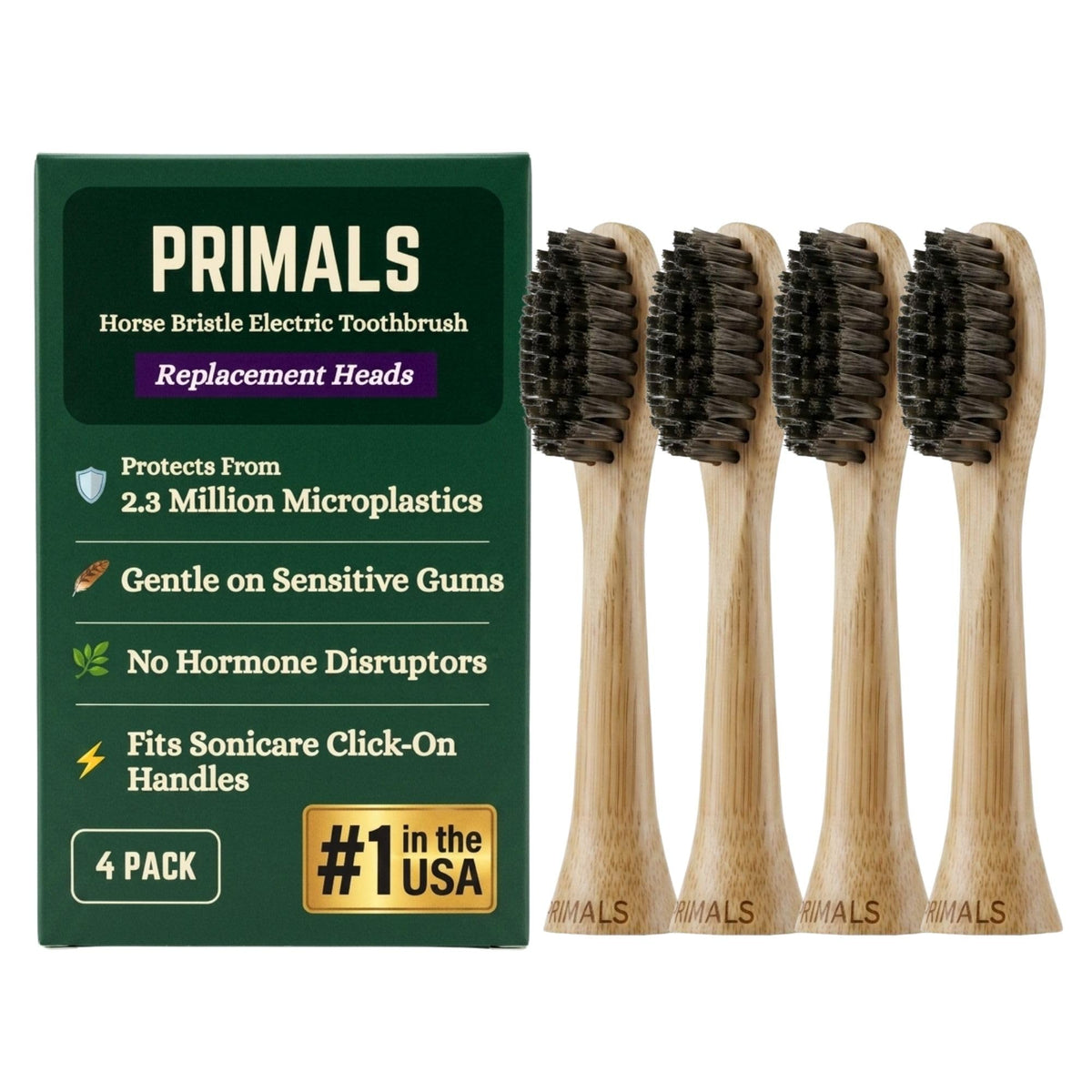 PRIMALS Horse Bristle Electric Toothbrush Replacement Heads - PRIMALS Official Imagery - 1