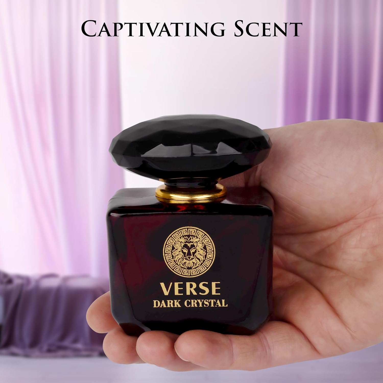NovoGlow Verse Dark Crystal perfume for women, 3.4 fl oz, featuring spicy ginger and cardamom top notes in a stylish bottle