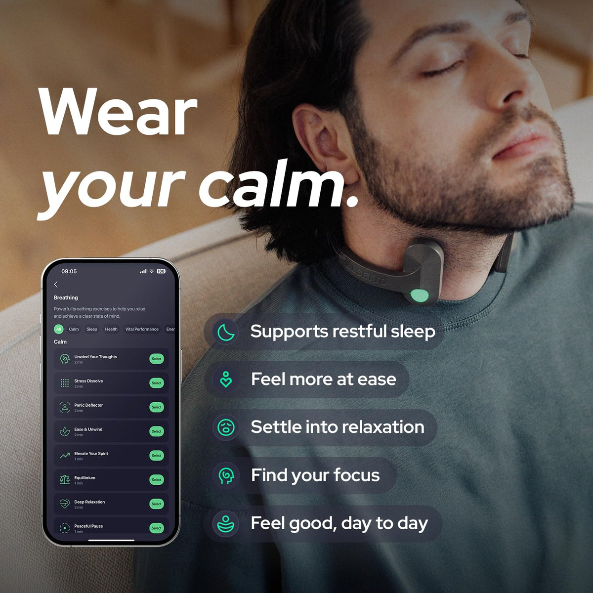 Lite Wellness Wearable Relaxation Daily Wellness Support - Pulsetto Official Imagery - 3