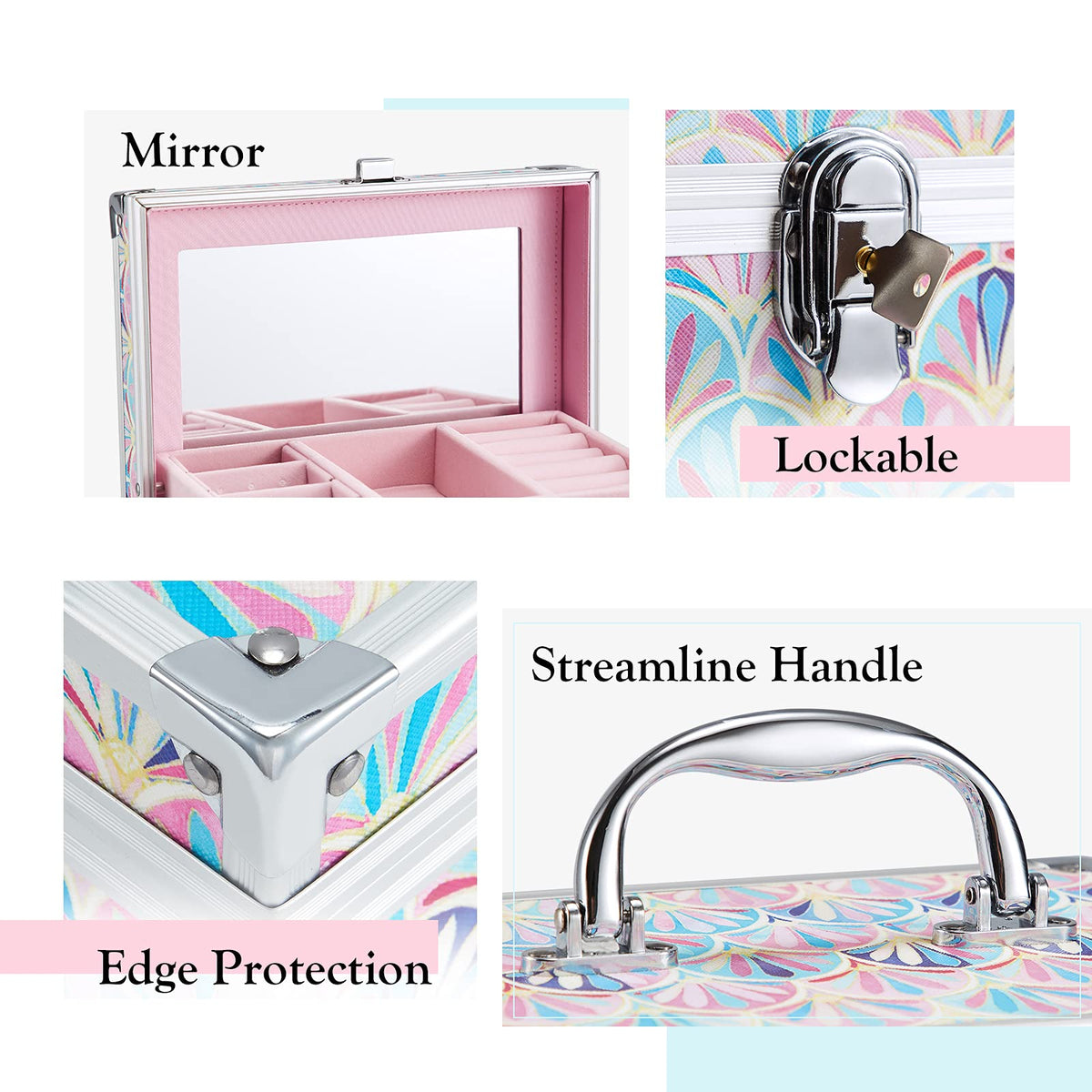 Girls Jewelry Box Organizer with Drawer Mirror Mermaid Tail - Hododou Official Imagery - 6