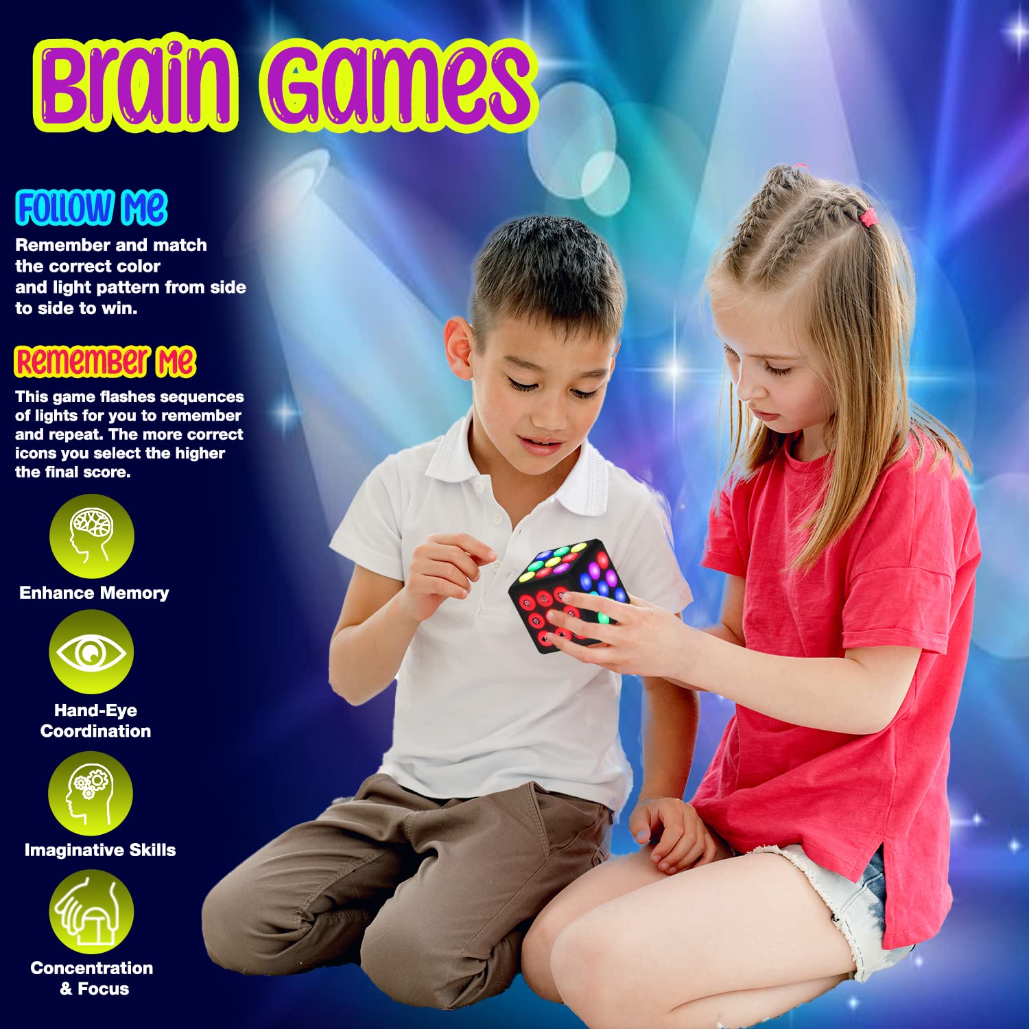 PlayRoute Electronic Brain & Memory Game Cube - Fun Toy Gift Idea - PlayRoute Official Product View 4