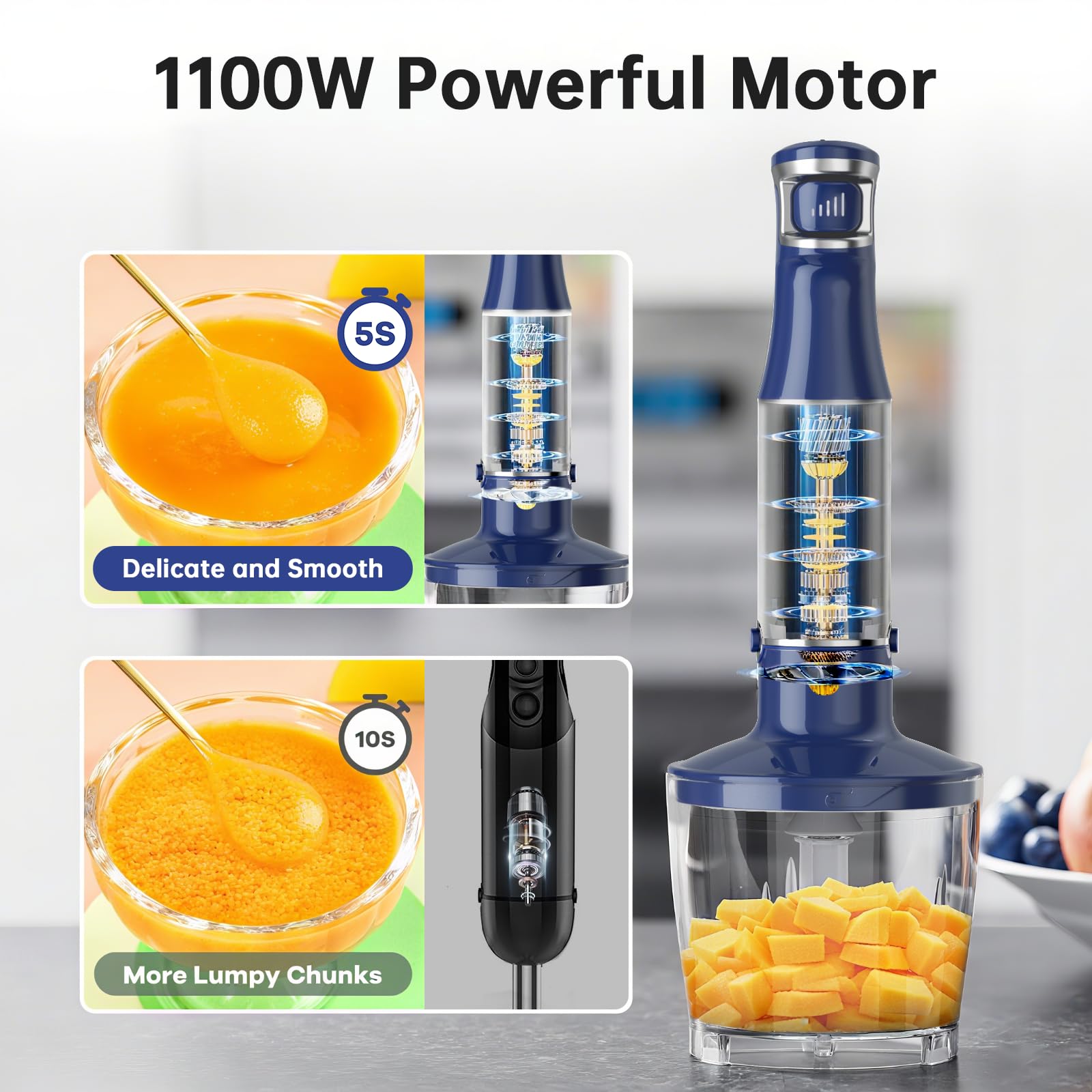 Turelar Immersion Blender Handheld 5 in 1 Hand Blender Set 1100W by turelar - Angle View 3