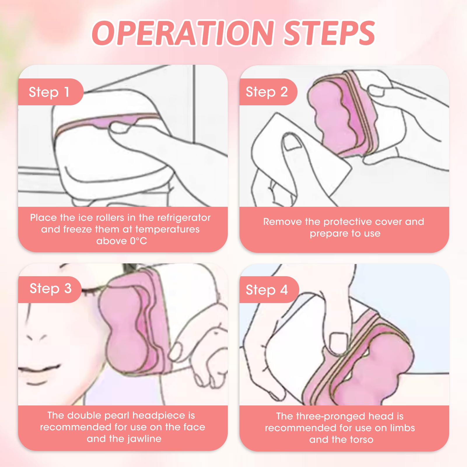 Nextpal ice roller for face and eyes, double-ended facial massager in pink, soothing cold therapy for puffiness, wrinkles, and skin care.
