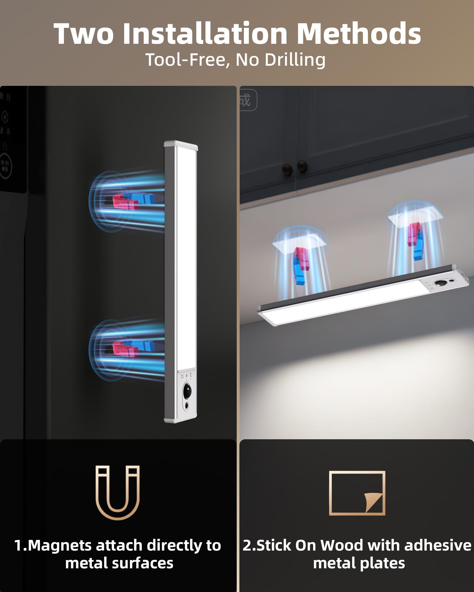 EZVALO 5-Pack Under Cabinet Lighting, 2400mAh Motion Sensor Light - EZVALO Official Product View 7