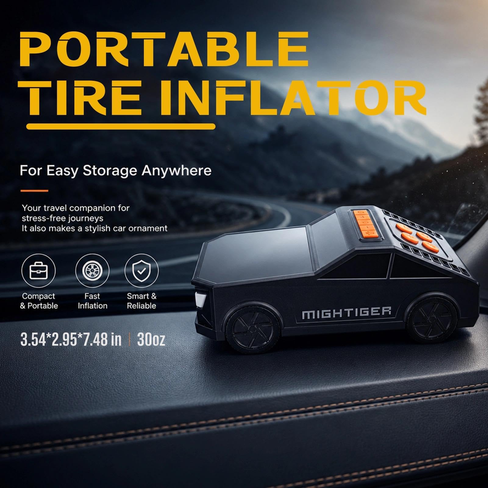 Mightiger Tire Inflator Car-Shaped Air Pump with Bluetooth Gifts by Mightiger - Angle View 5